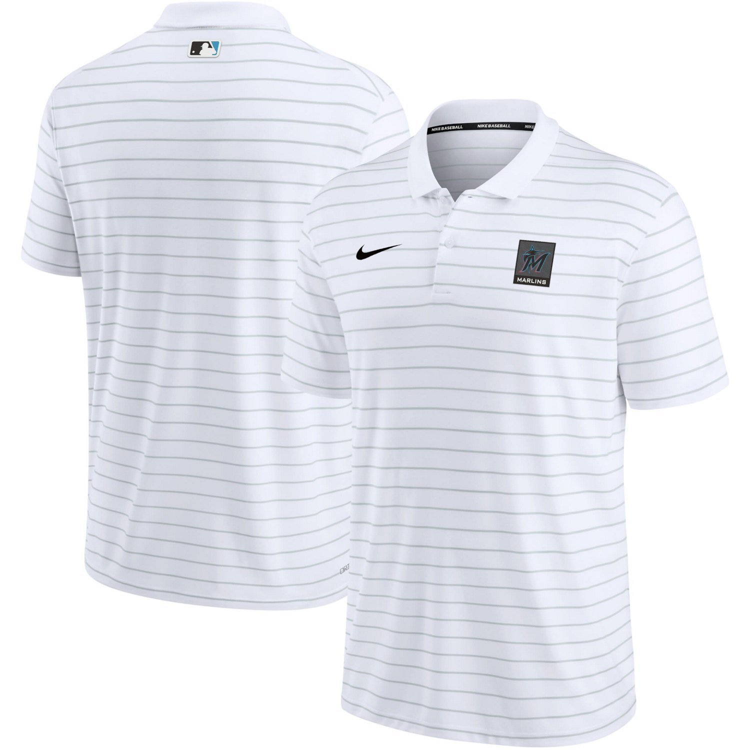 Nike Miami Marlins Authentic Collection Striped Performance Pique Polo                                                           - view number 1