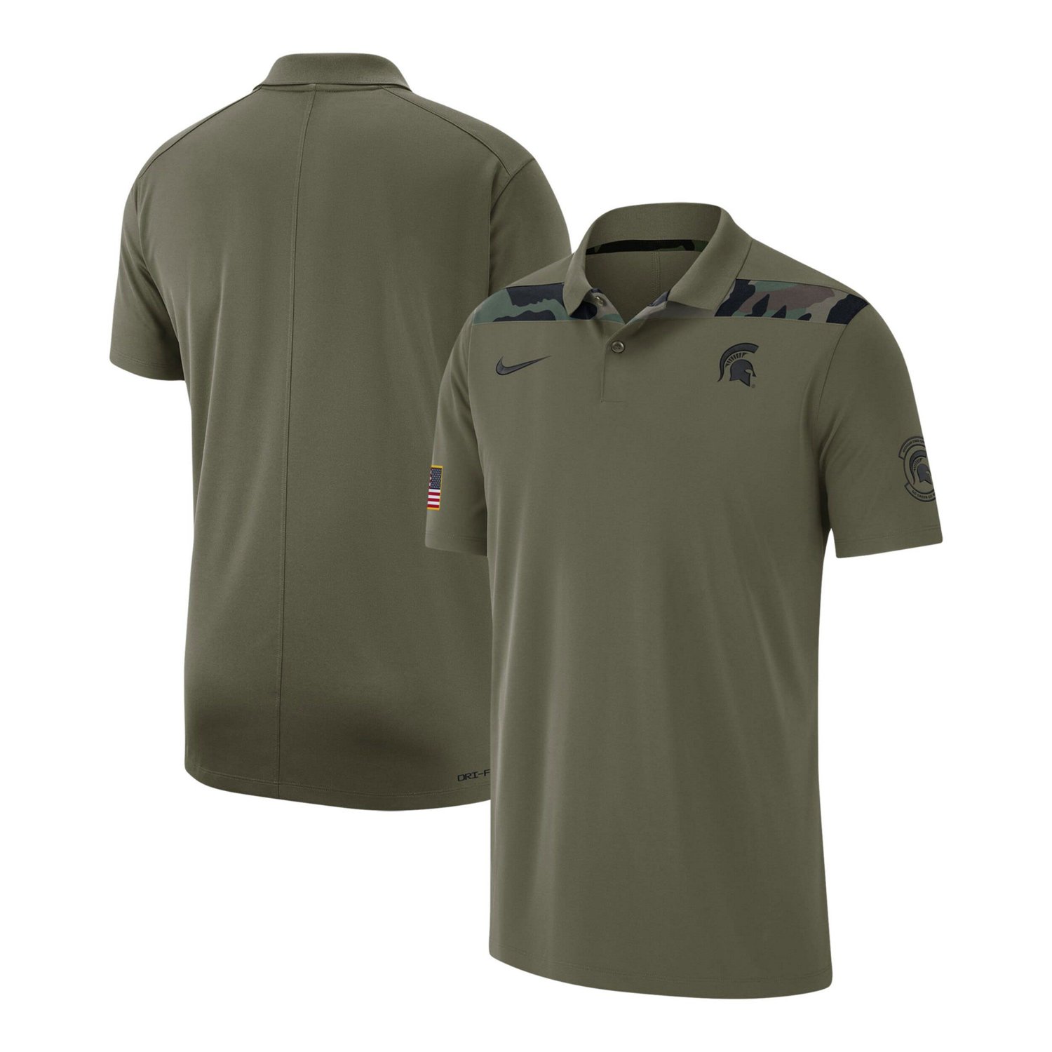 Nike Michigan State Spartans 2023 Sideline Coaches Military Pack Performance Polo