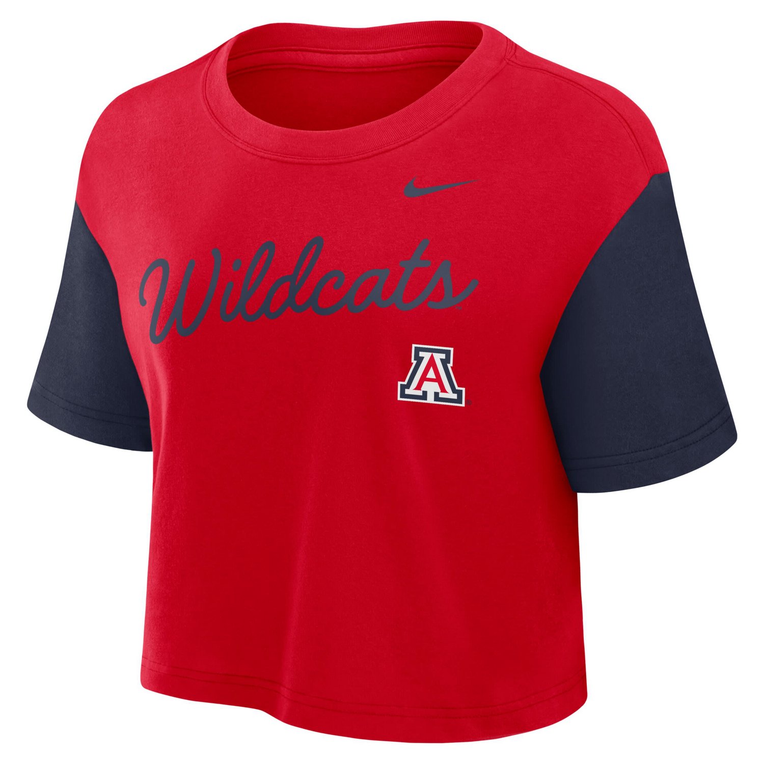 Nike Navy Arizona Wildcats Color-Block Script Dri-FIT Cropped T-Shirt - view number 2