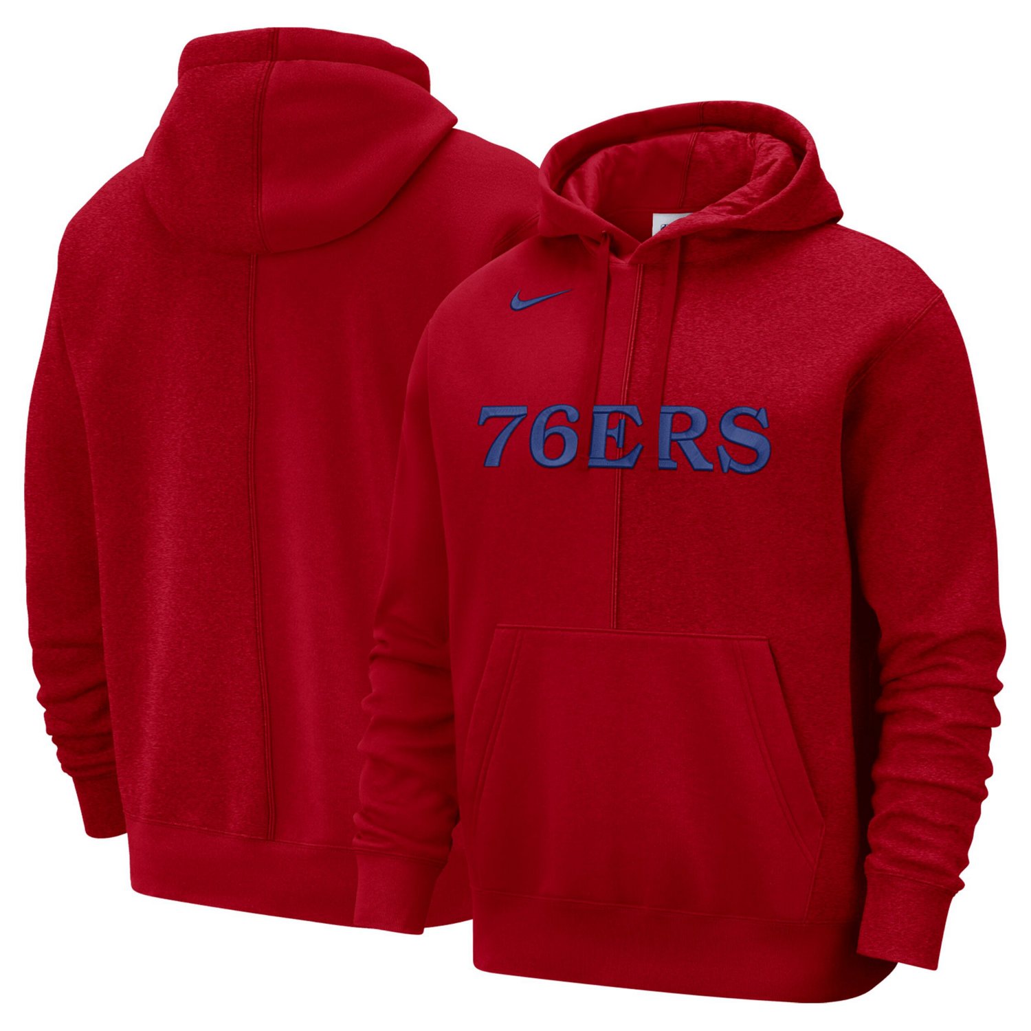 Nike Men s Philadelphia 76ers Red Courtside Fleece Pullover Hoodie Medium