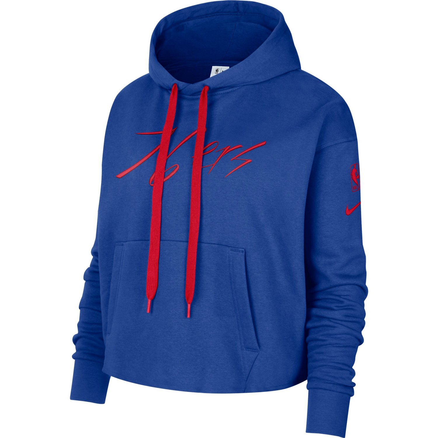 Nike Philadelphia 76ers Split Flip Courtside Cropped Pullover Hoodie                                                             - view number 2