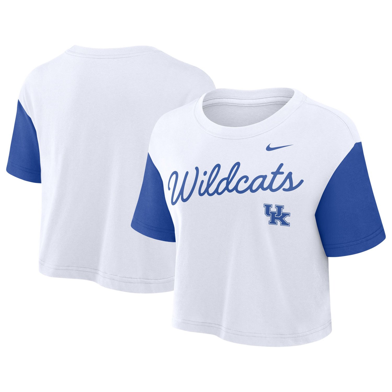 Nike Royal Kentucky Wildcats Color-Block Script Dri-FIT Cropped T-Shirt