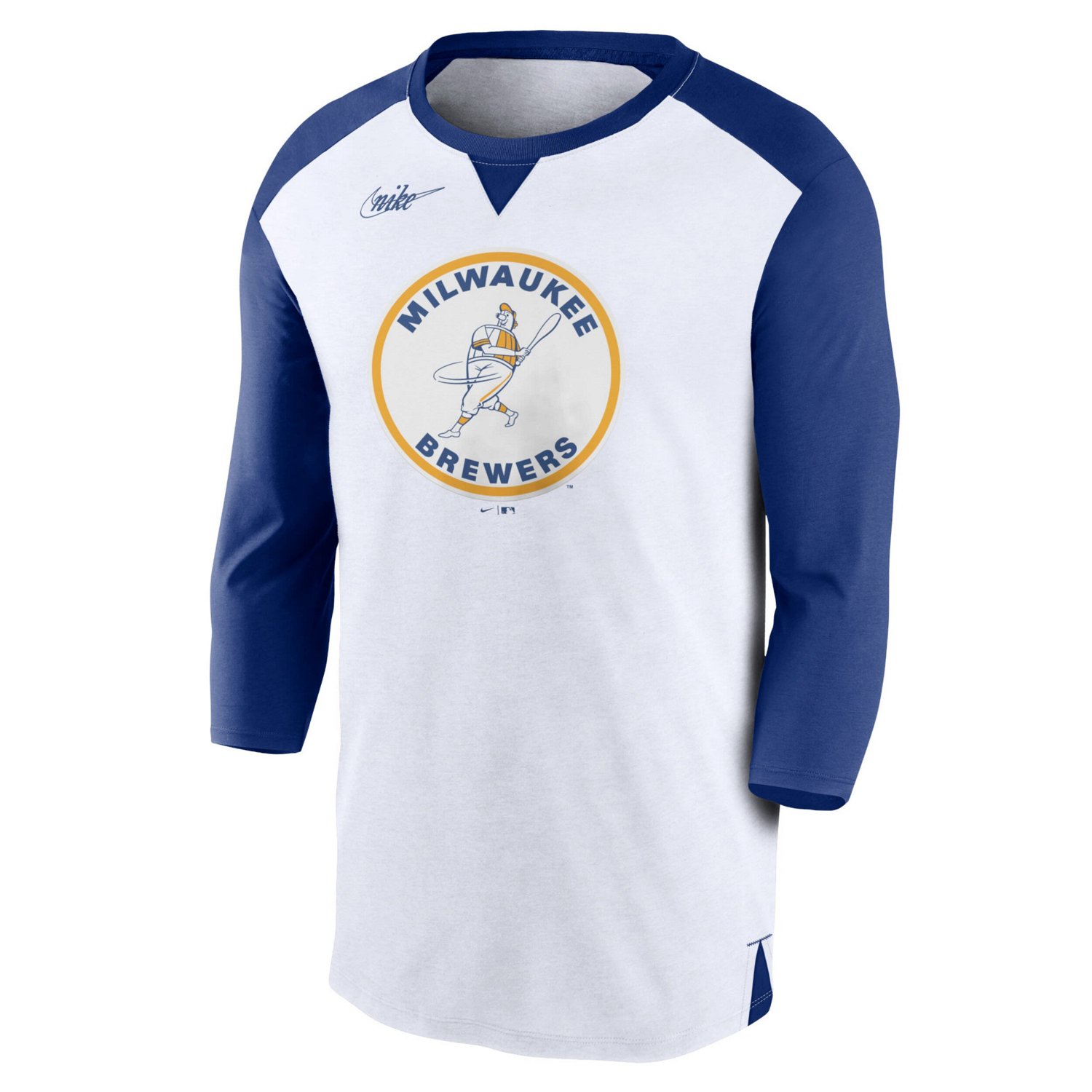 Nike /Royal Milwaukee Brewers Rewind 3/4-Sleeve T-Shirt - view number 2