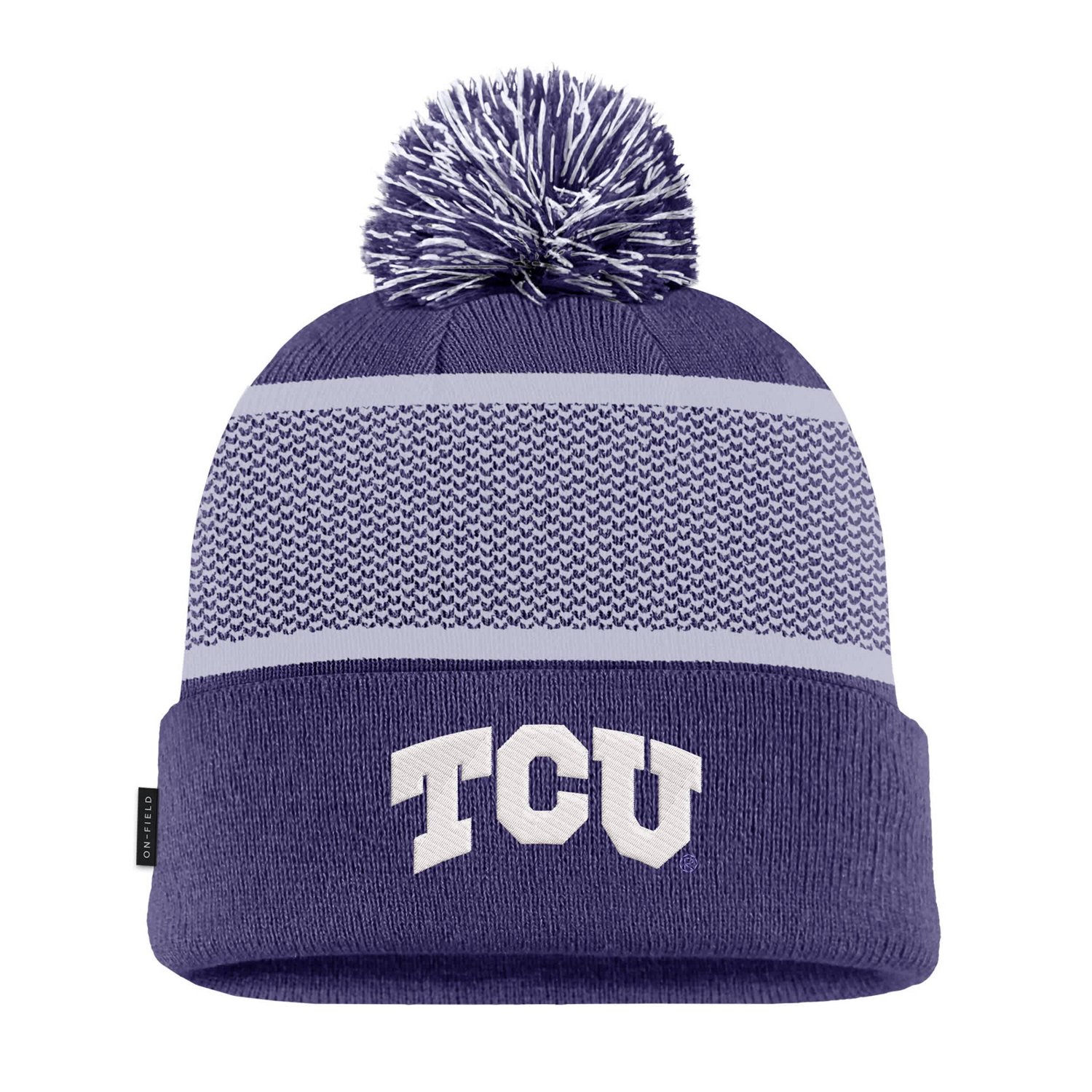 Nike TCU Horned Frogs 2024 Sideline Peak Cuffed Knit Hat with Pom