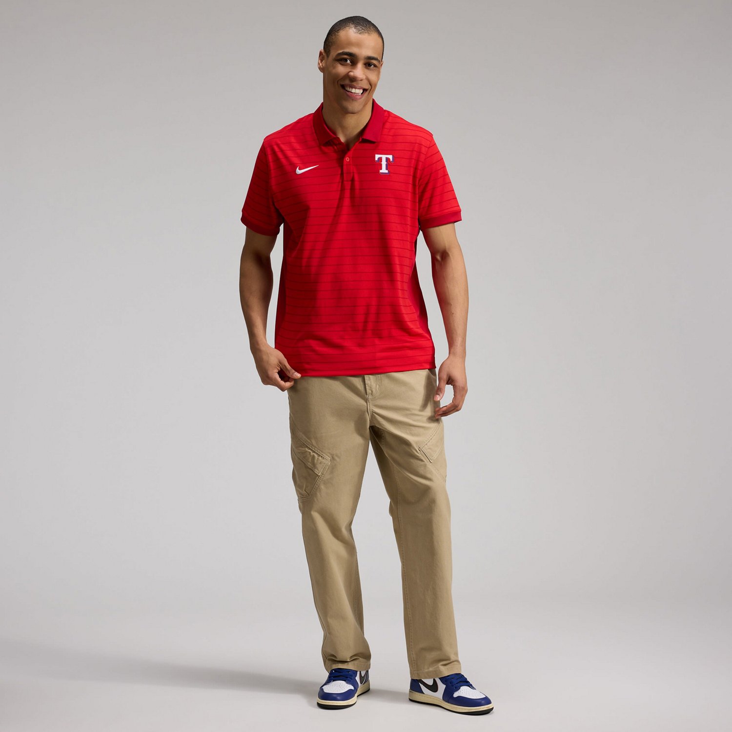 Nike Texas Rangers Authentic Collection Striped Victory Dri-FIT Polo