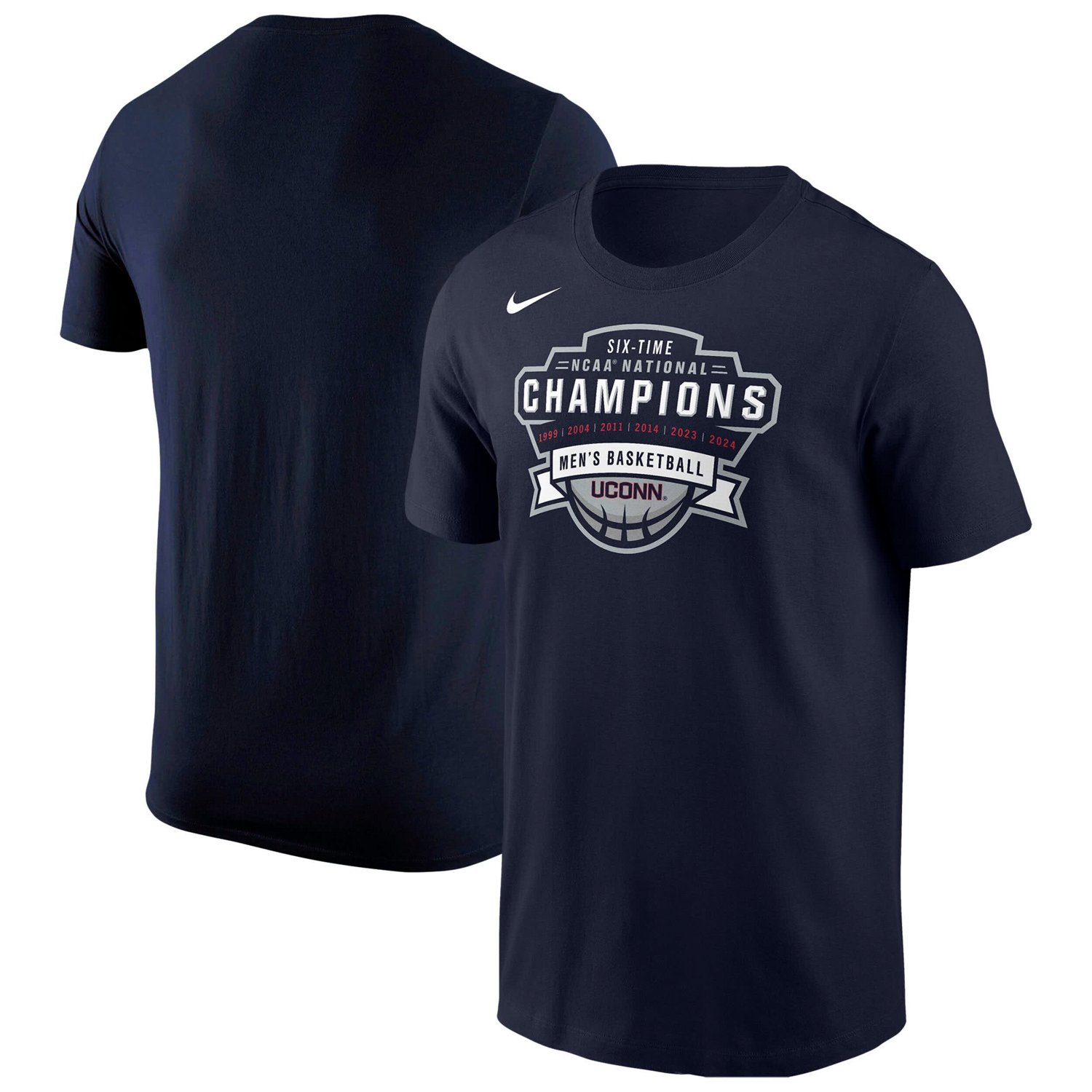 Nike UConn Huskies Six-Time NCAA National Champions Mens Basketball T-Shirt - view number 1