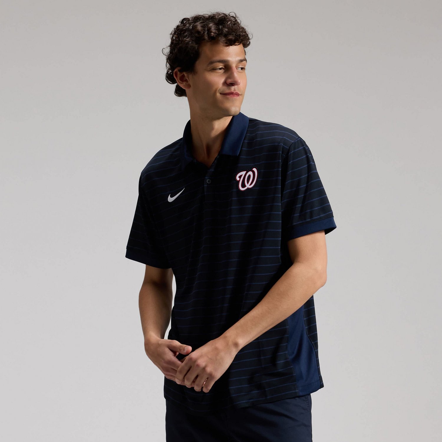 Nike Washington Nationals Authentic Collection Striped Victory Dri-FIT Polo