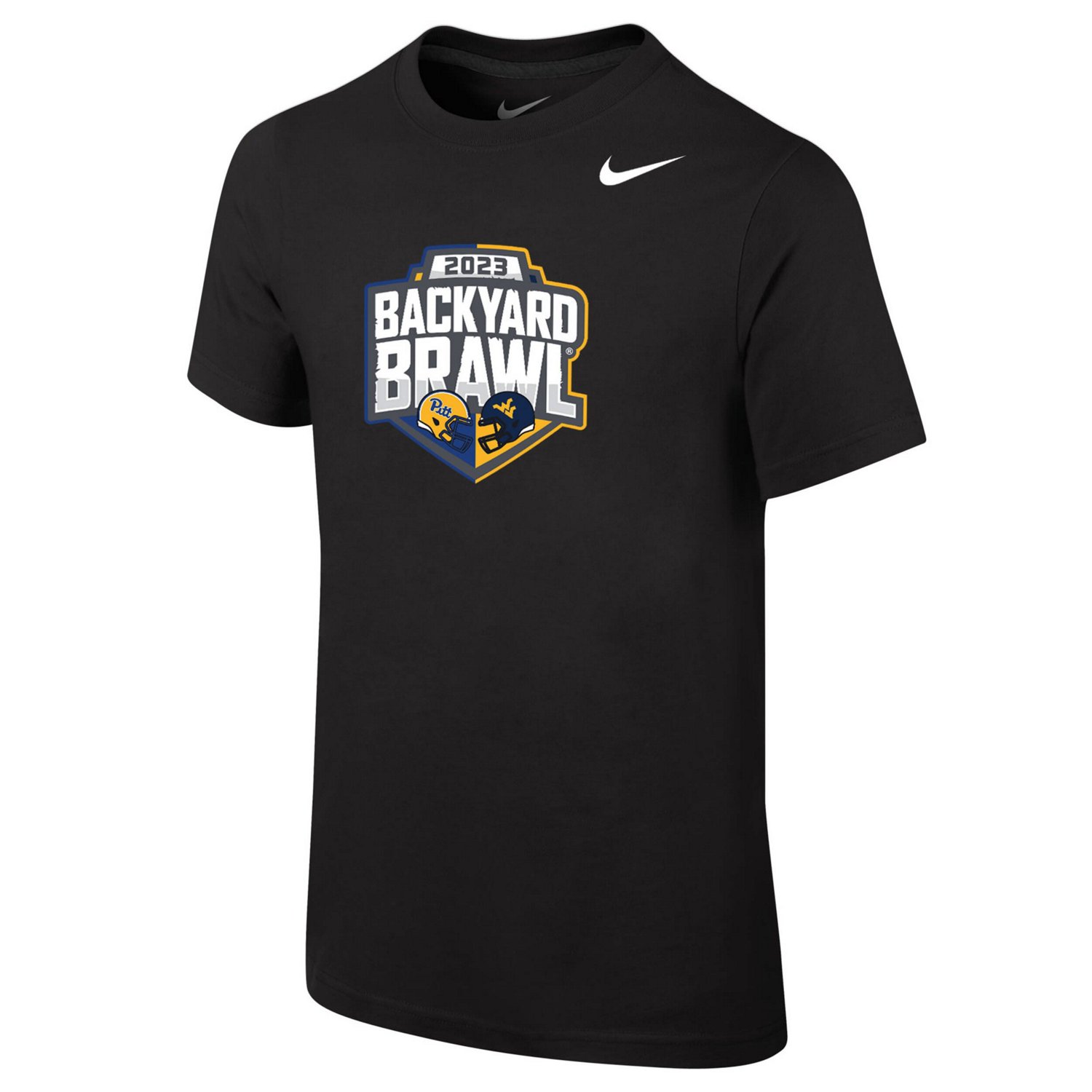 Nike West Virginia Mountaineers vs Pitt Panthers 2023 Backyard Brawl Logo T-Shirt - view number 2