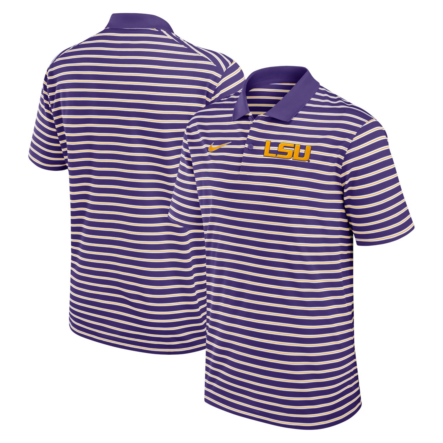 Nike /White LSU Tigers Primetime Victory Striped Performance Polo                                                                - view number 1