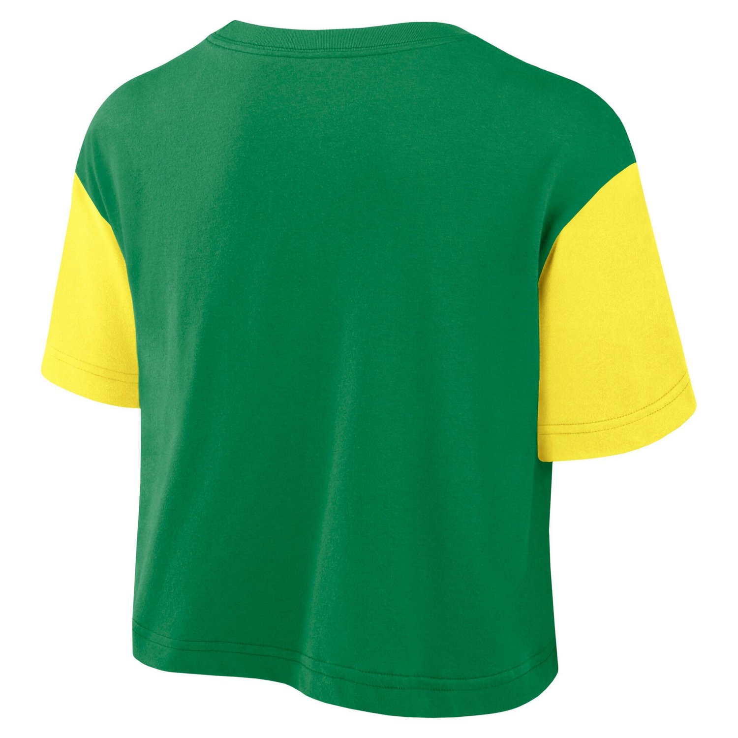 Nike Yellow Oregon Ducks Color-Block Script Dri-FIT Cropped T-Shirt - view number 3
