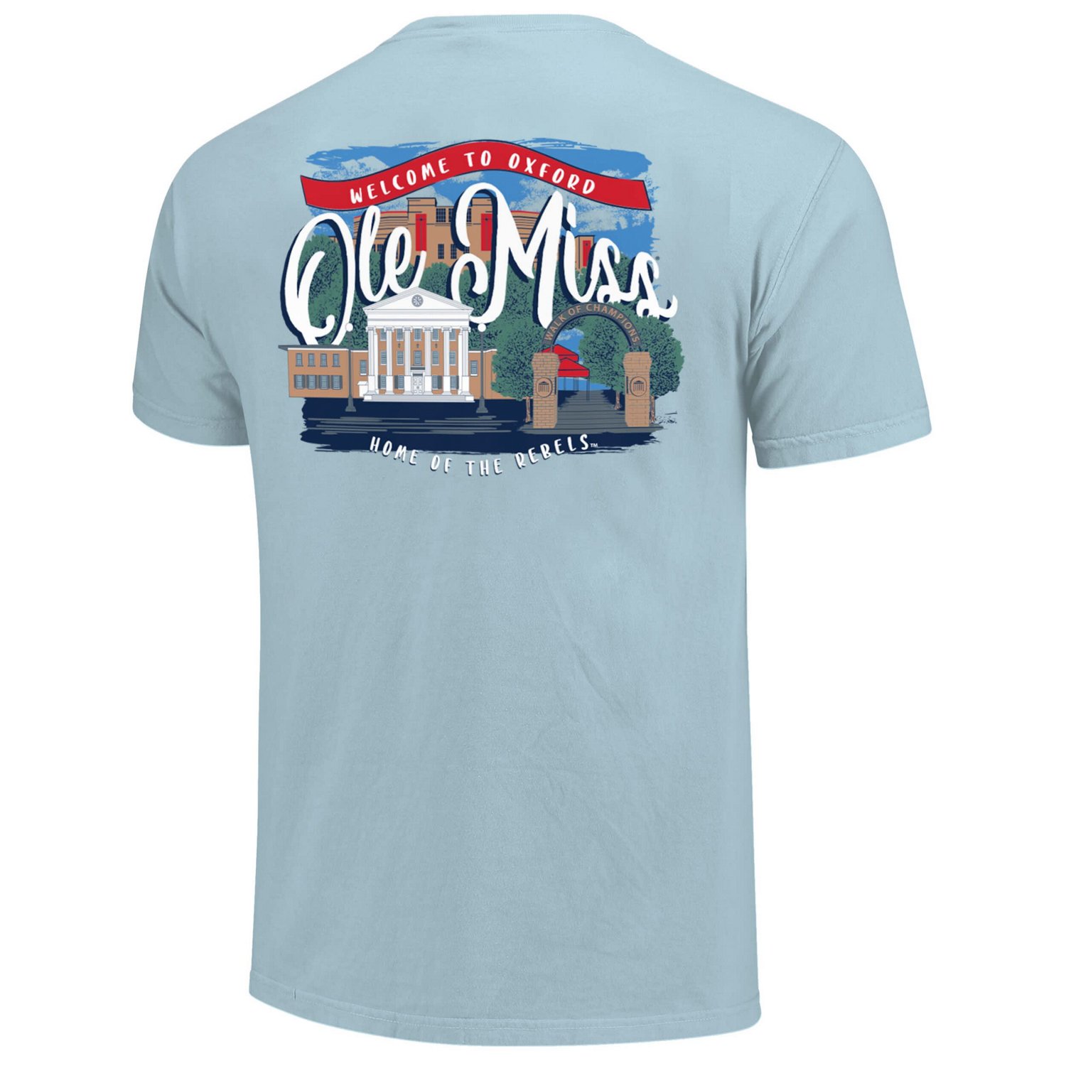 Ole Miss Rebels Comfort Colors Campus Scene Drawing Script T-Shirt - view number 3