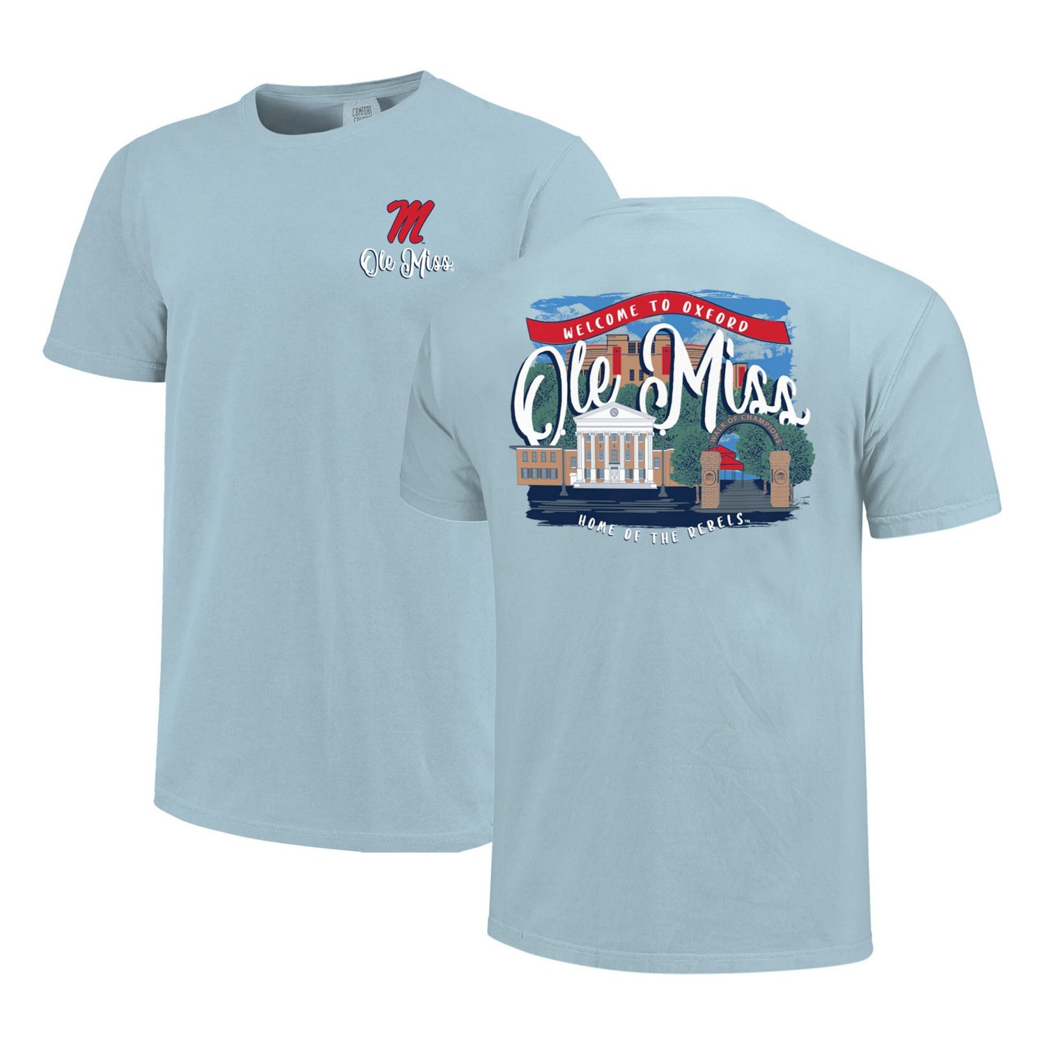 Ole Miss Rebels Comfort Colors Campus Scene Drawing Script T-Shirt
