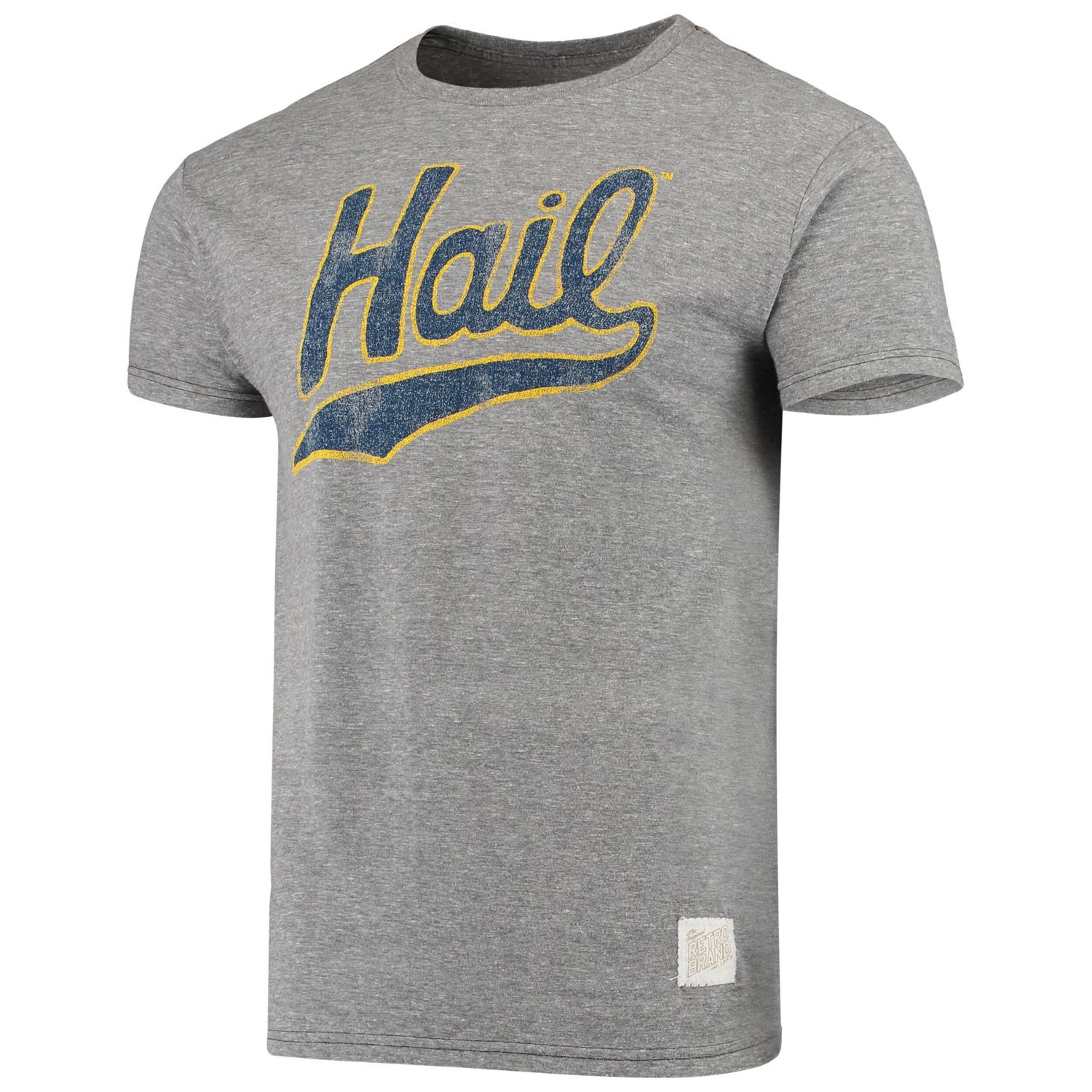 Original Retro Brand Heathered Gray Michigan Wolverines Vintage Hail Tri-Blend T-Shirt - view number 2