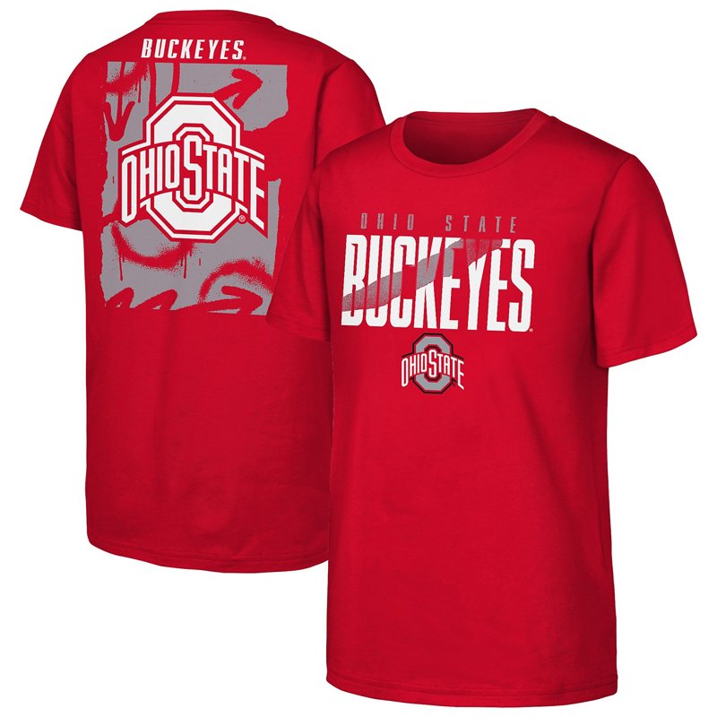 Outerstuff Big Boys' and Girls' Scarlet Ohio State Buckeyes Cut Through T-Shirt - Scarlet