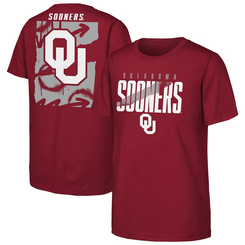 Outerstuff Big Boys' and Girls' Crimson Oklahoma Sooners Cut Through T-Shirt - Crimson