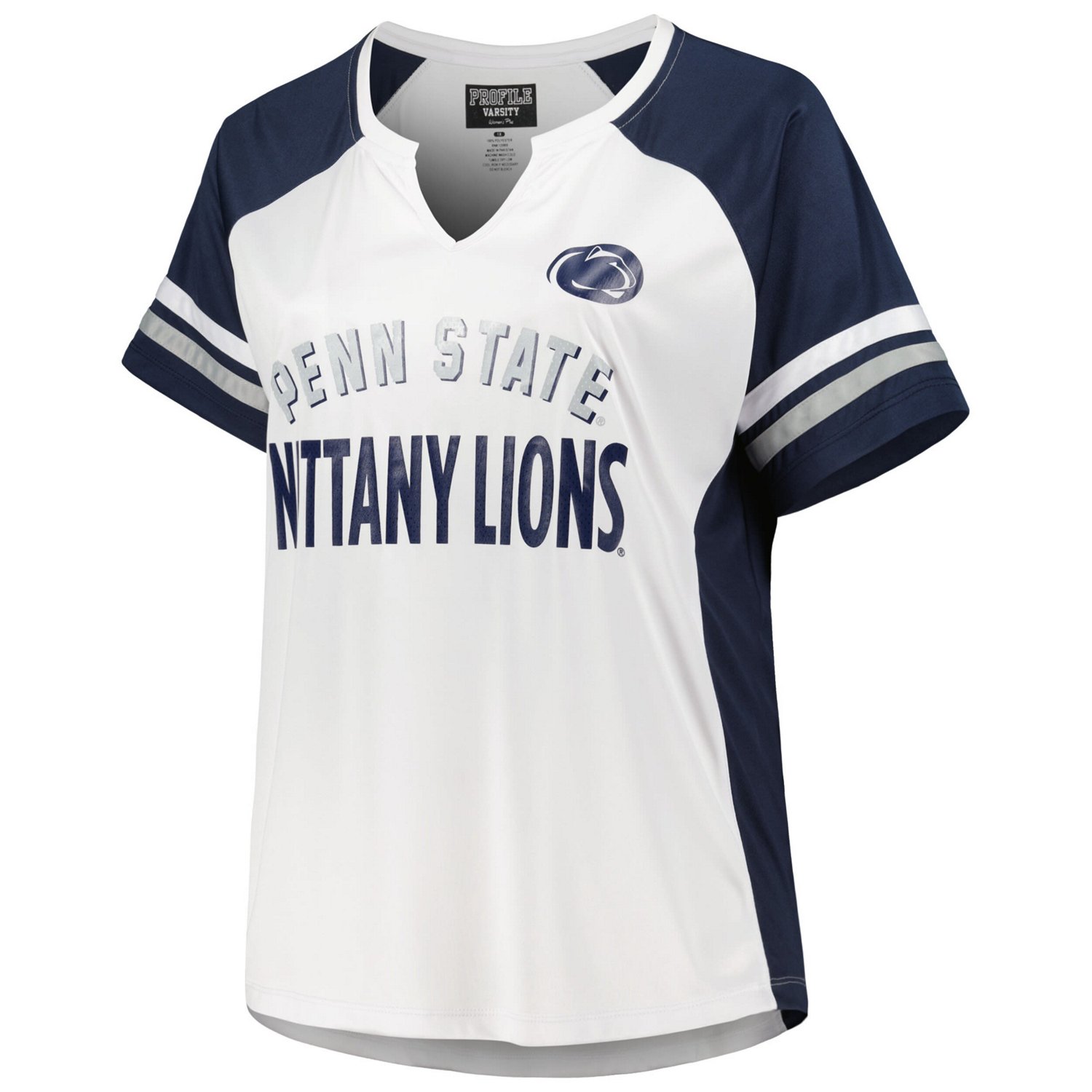 Penn State Nittany Lions Plus Size Stripe Raglan Notch Neck T-Shirt - view number 2