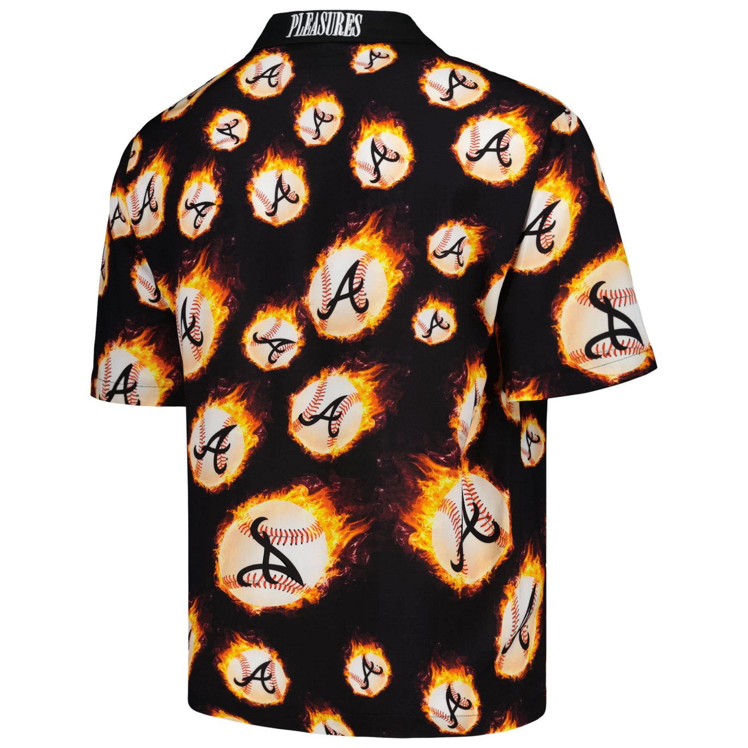 PLEASURES Atlanta Braves Flame Fireball Button-Up Shirt - view number 3