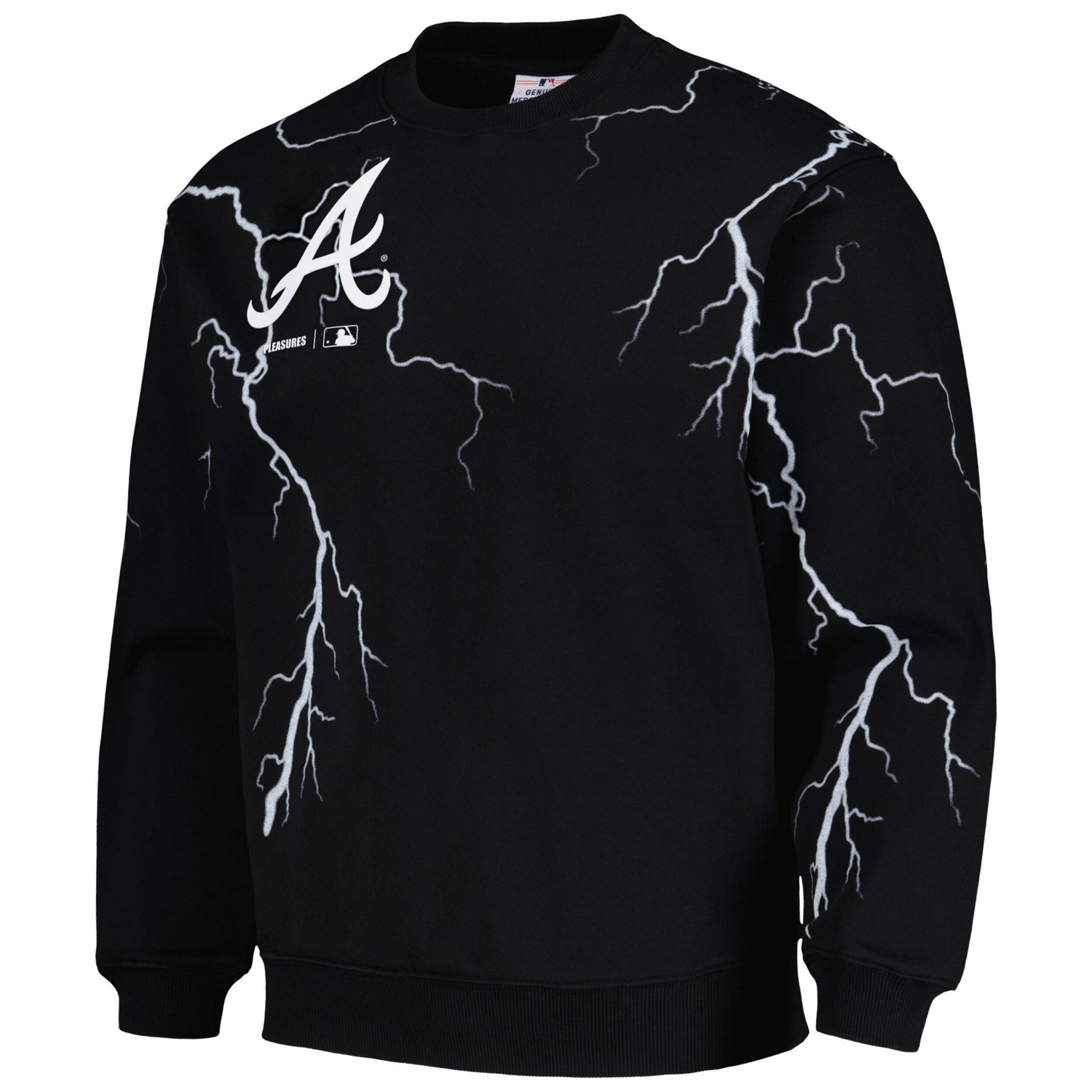PLEASURES Atlanta Braves Lightning Crewneck Pullover Sweatshirt - view number 2