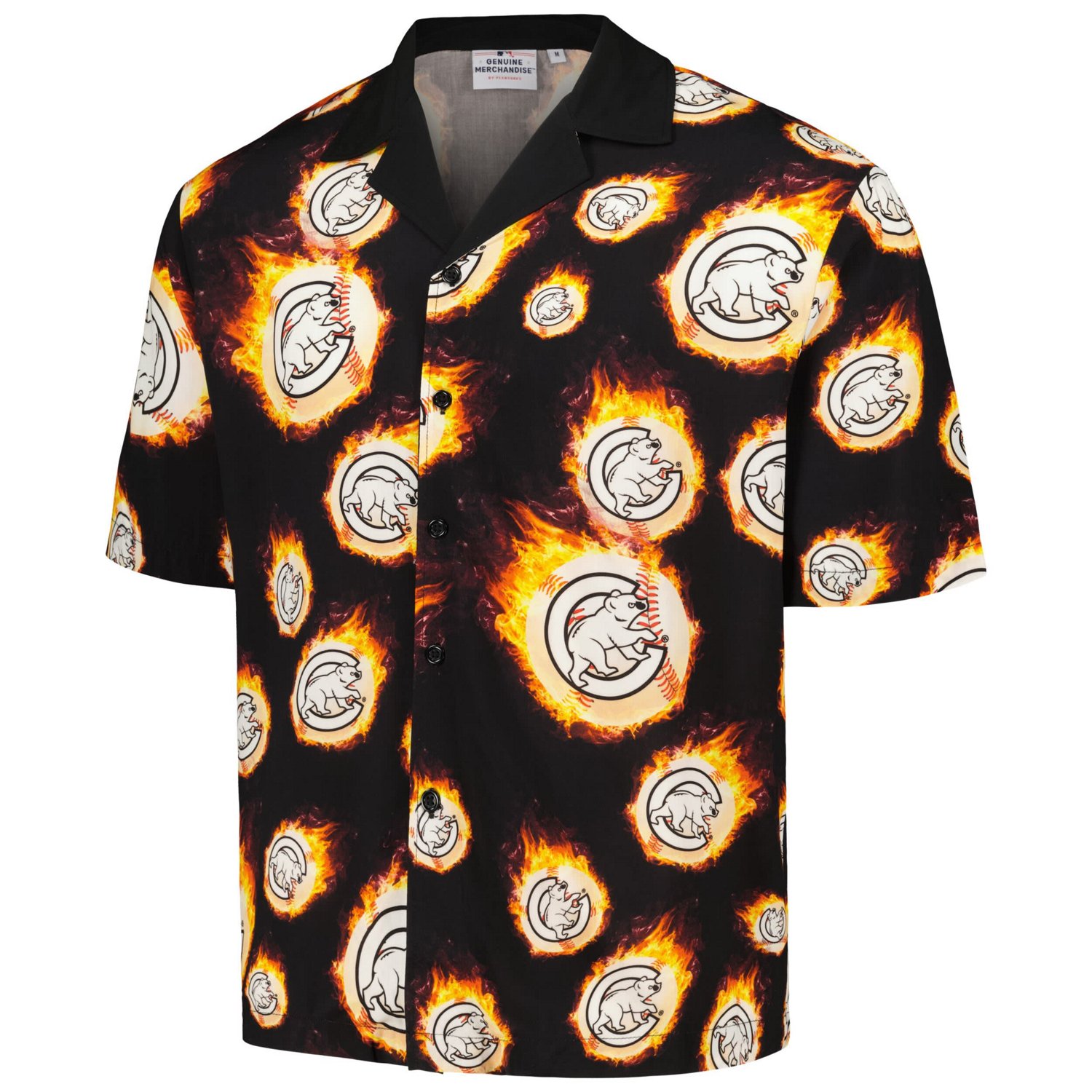 PLEASURES Chicago Cubs Flame Fireball Button-Up Shirt - view number 2