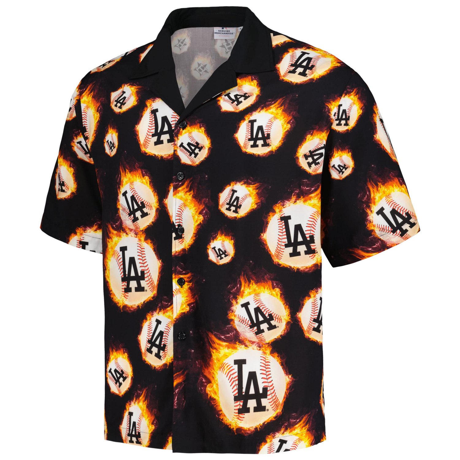 PLEASURES Los Angeles Dodgers Flame Fireball Button-Up Shirt - view number 2
