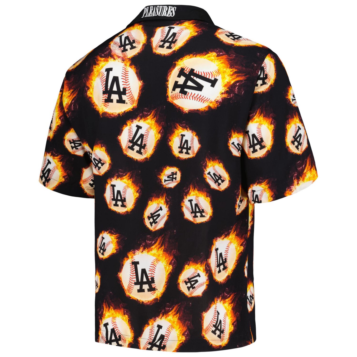 PLEASURES Los Angeles Dodgers Flame Fireball Button-Up Shirt - view number 3