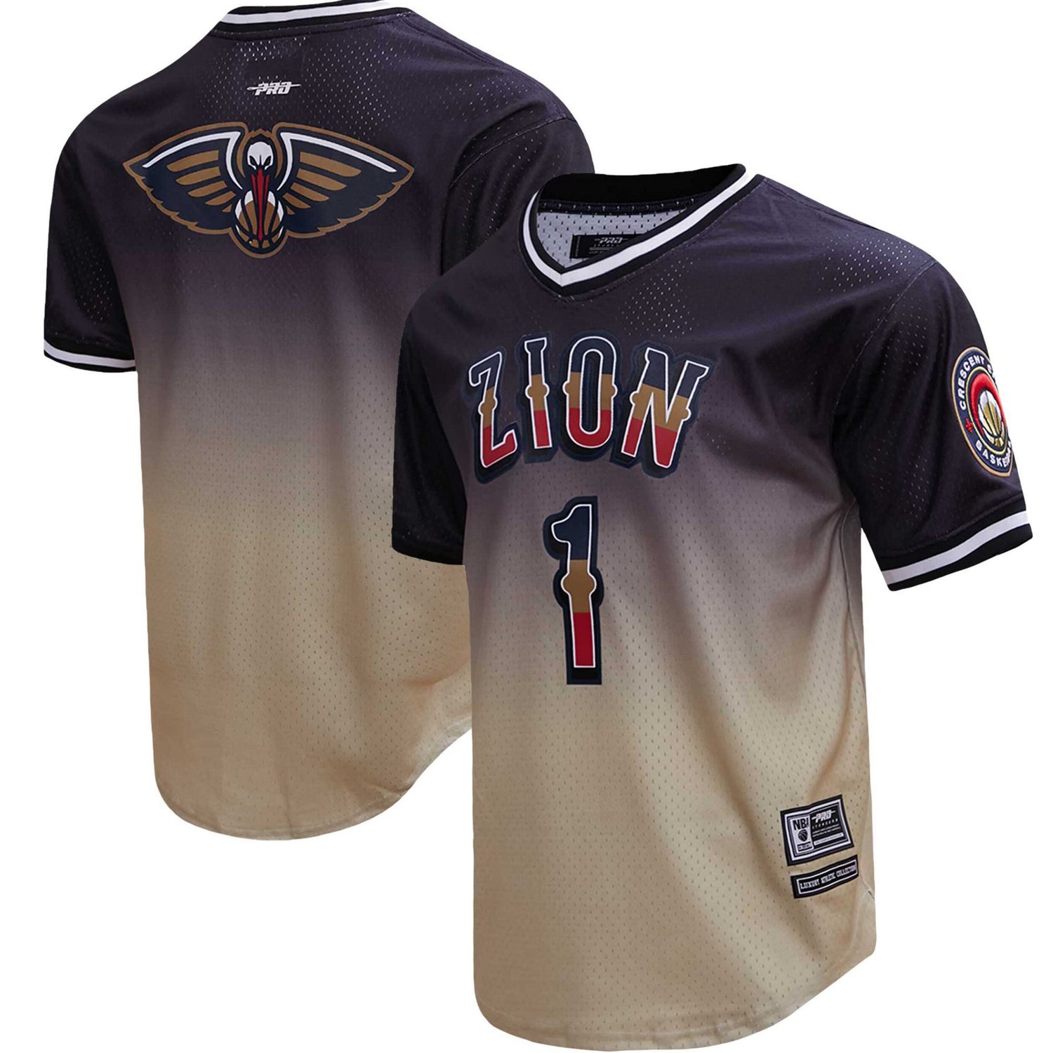 Post Zion Williamson /Gold New Orleans Pelicans Ombre Name  Number T-Shirt                                                       - view number 1