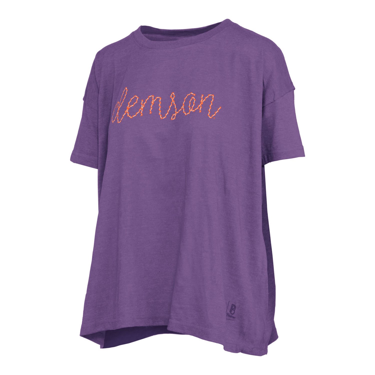 Pressbox Heather Clemson Tigers Swirl Script Twisted Team Color Stitched Oversized T-Shirt - view number 2