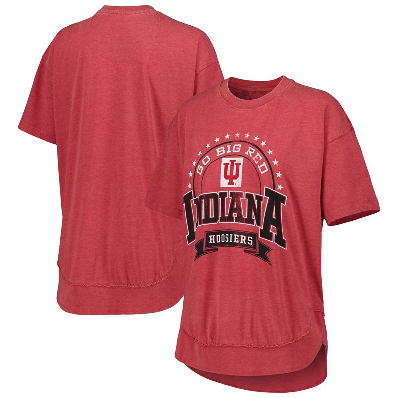 Pressbox Heather Indiana Hoosiers Vintage Wash Poncho Captain T-Shirt Crimson, Small - NCAA Women's at Academy Sports
