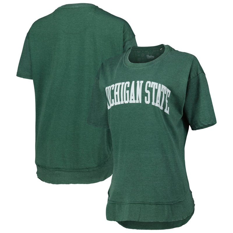 Pressbox Heather Michigan State Spartans Arch Poncho T-Shirt Heather Green, Medium - NCAA Women's at Academy Sports