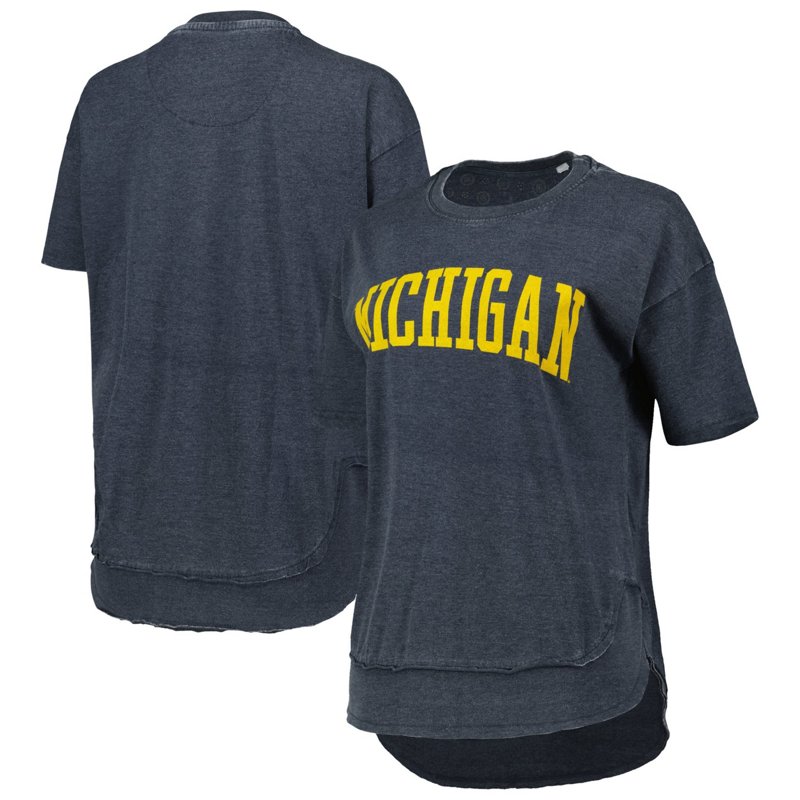 Pressbox Heather Michigan Wolverines Arch Poncho T-Shirt Heather Navy Blue, Medium - NCAA Women's at Academy Sports