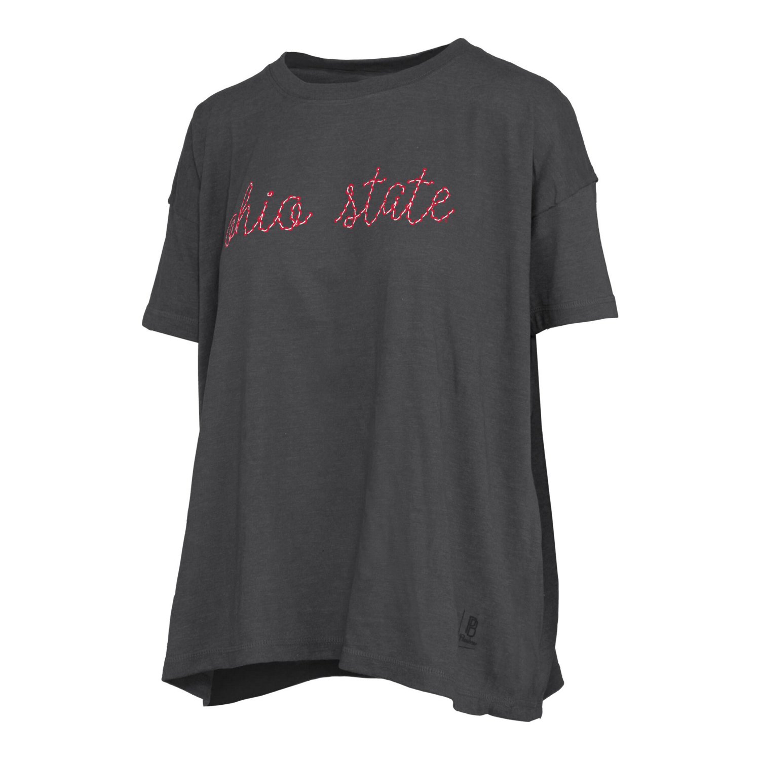 Pressbox Heather Ohio State Buckeyes Swirl Script Twisted Team Color Stitched Oversized T-Shirt - view number 2