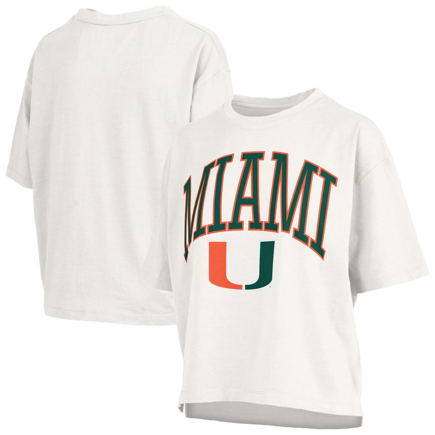 Pressbox Miami Hurricanes Nelson Arch Over Logo Waist Length Oversized Slub T-Shirt
