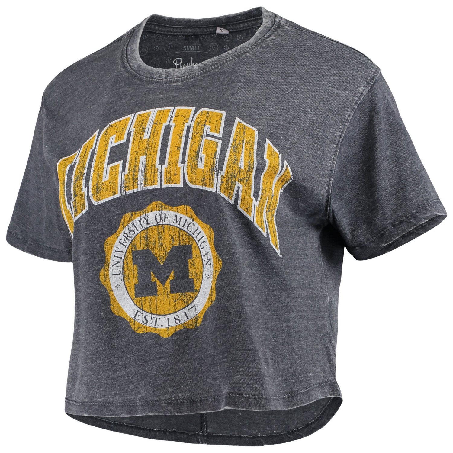 Pressbox Michigan Wolverines Edith Vintage Burnout Crop T-Shirt - view number 2