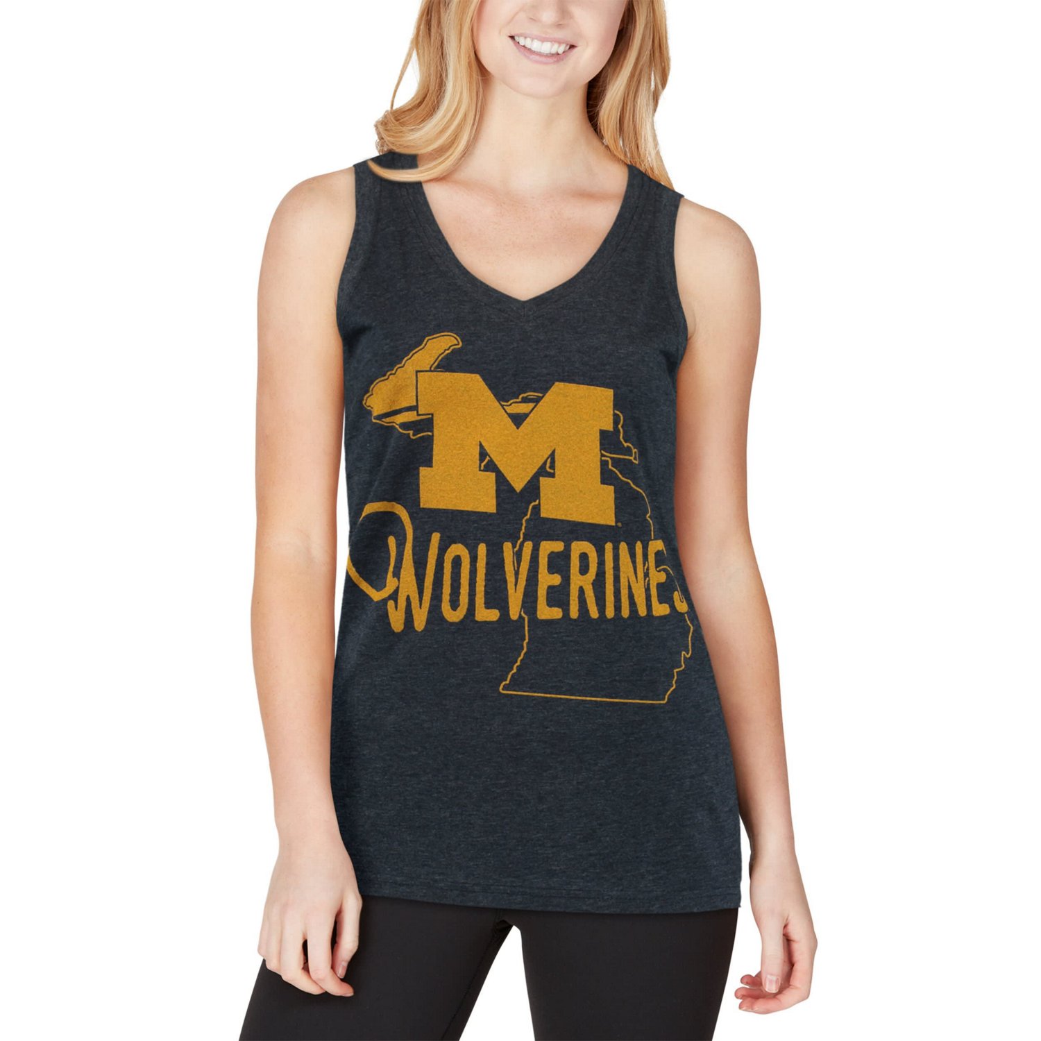 Pressbox Michigan Wolverines Ferris Melange V-Neck Tank Top - view number 4
