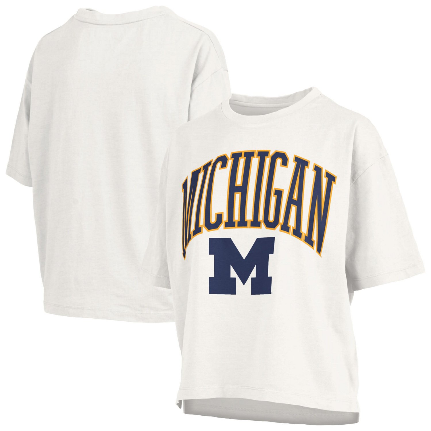 Pressbox Michigan Wolverines Nelson Arch Over Logo Waist Length Oversized Slub T-Shirt