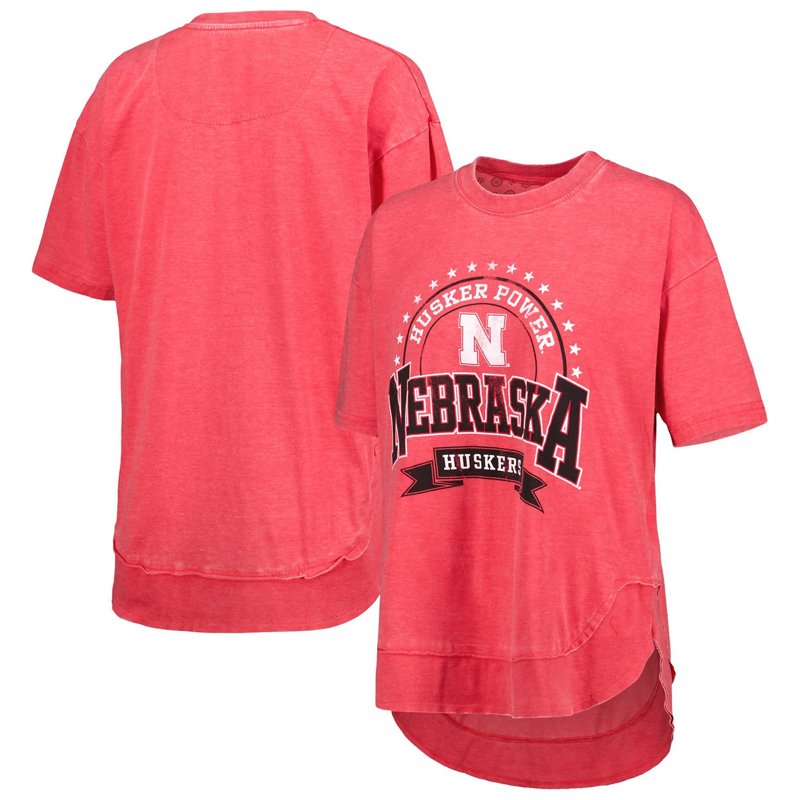 Pressbox Nebraska Huskers Vintage Wash Poncho Captain T-Shirt Scarlet, Small - NCAA Women's at Academy Sports