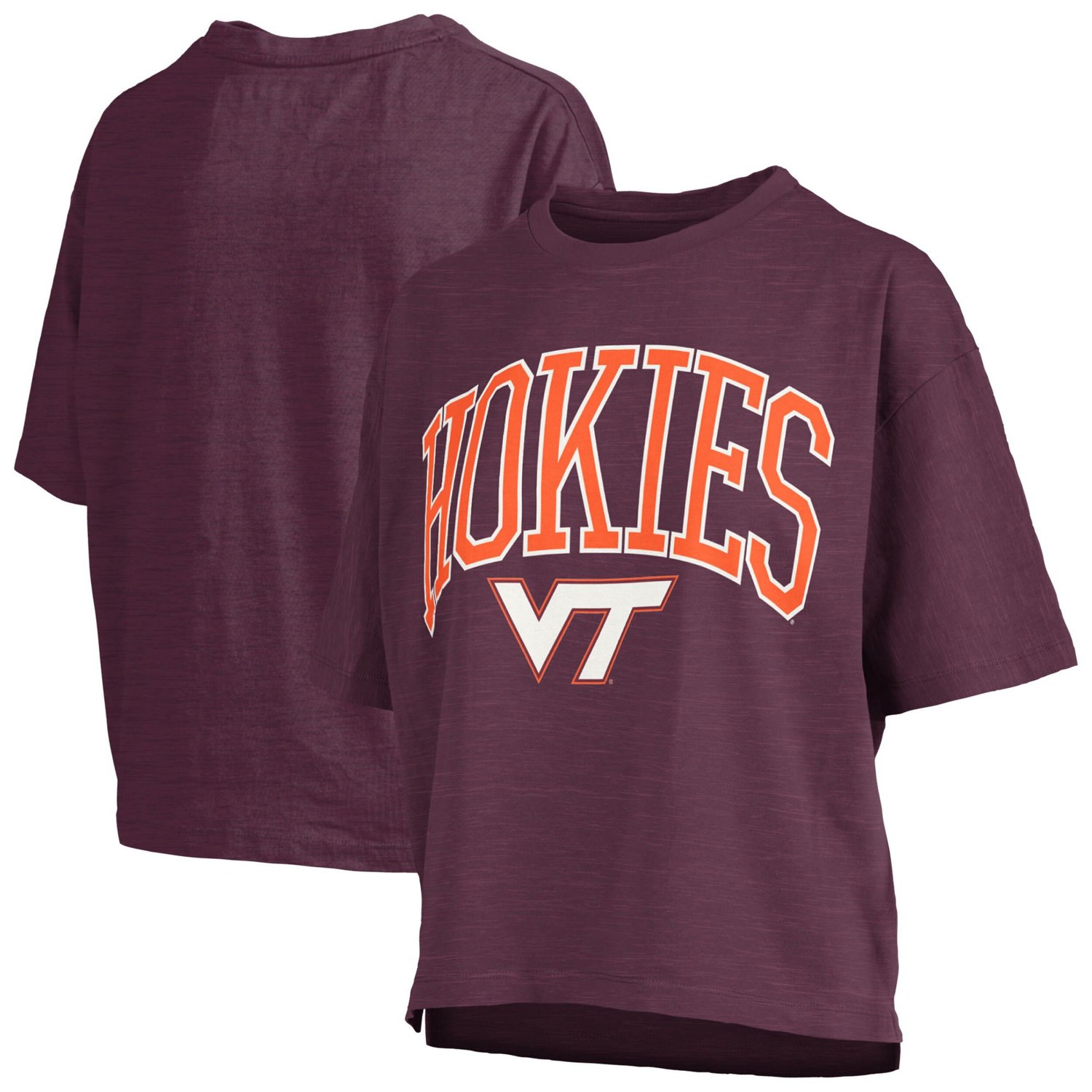 Pressbox Virginia Tech Hokies Nelson Arch Over Logo Waist Length Oversized Slub T-Shirt