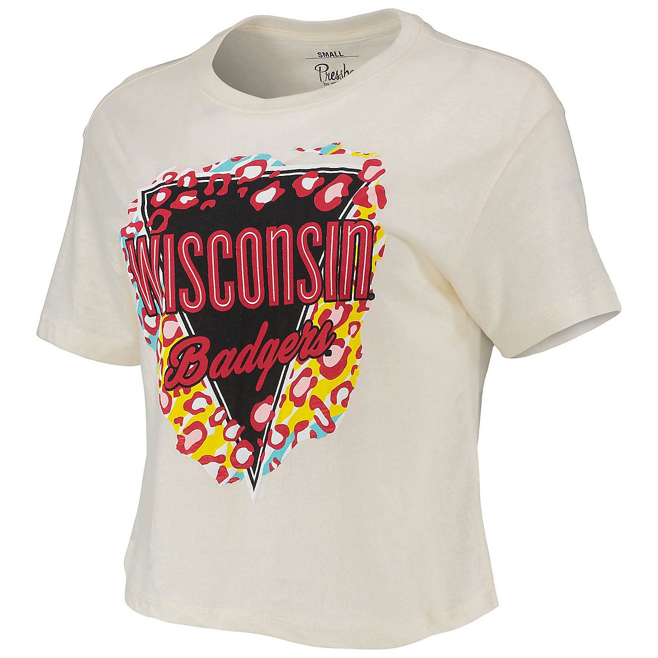 Pressbox Wisconsin Badgers Taylor Animal Print Cropped T-Shirt                                                                   - view number 2