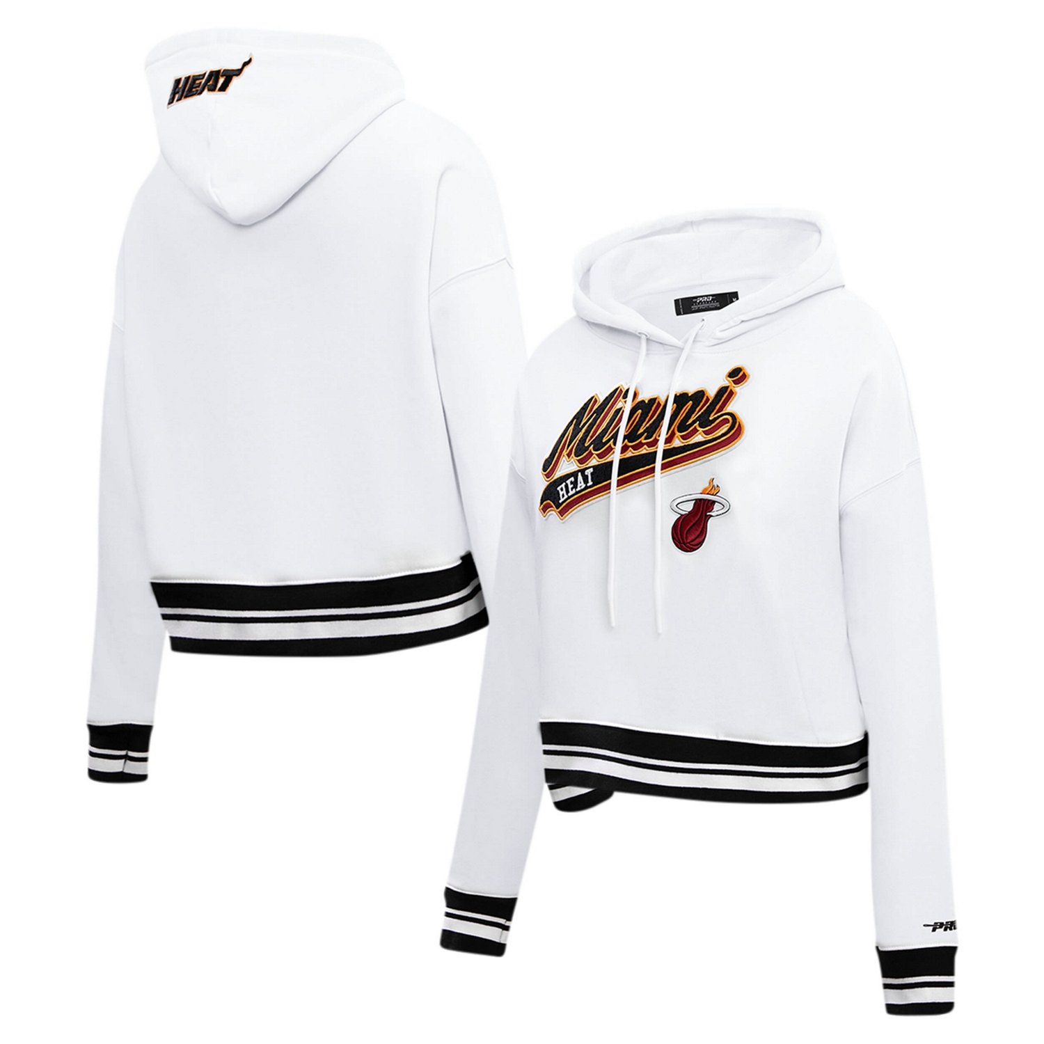 Pro Standard Miami Heat Script Tail Cropped Pullover Hoodie