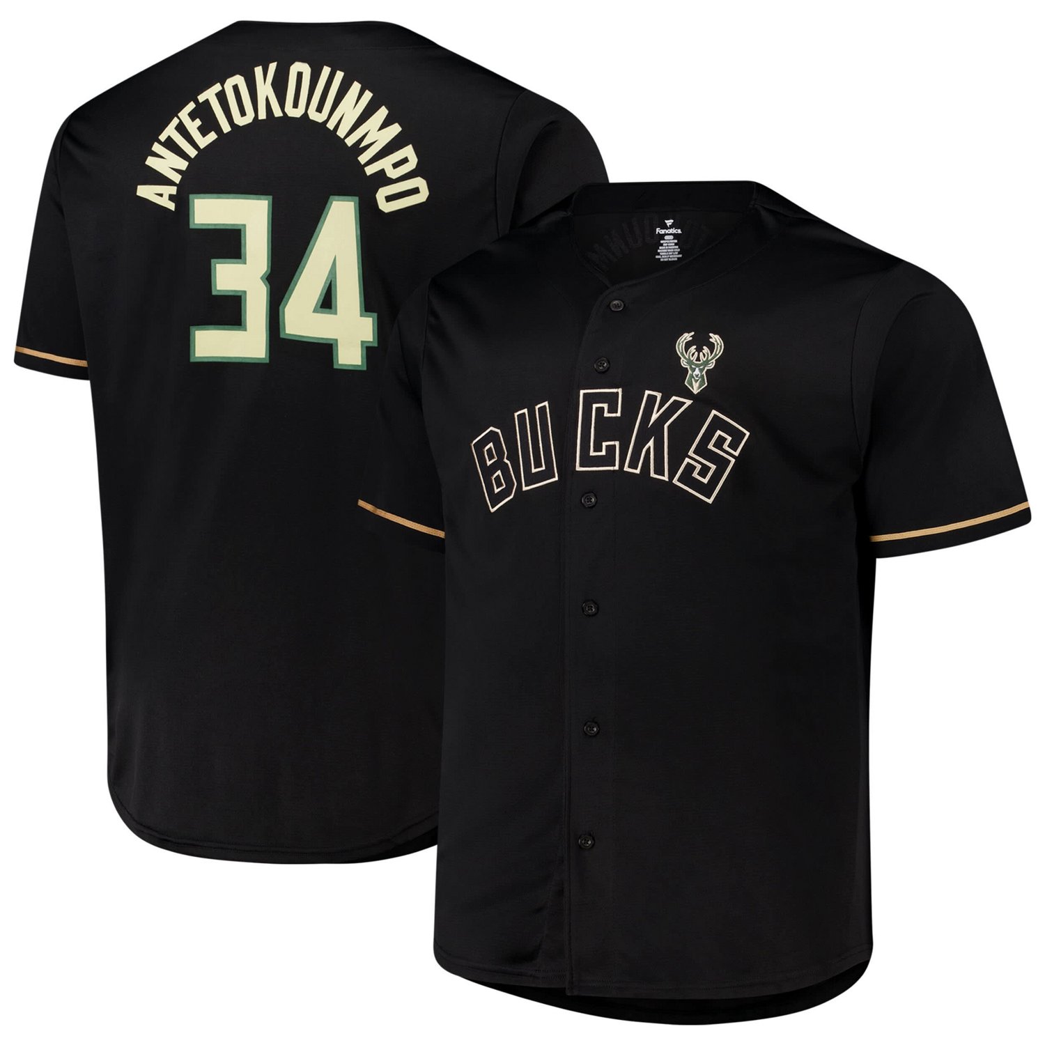 Profile Giannis Antetokounmpo Milwaukee Bucks Big  Tall Name  Number Button-Up Jersey - view number 1