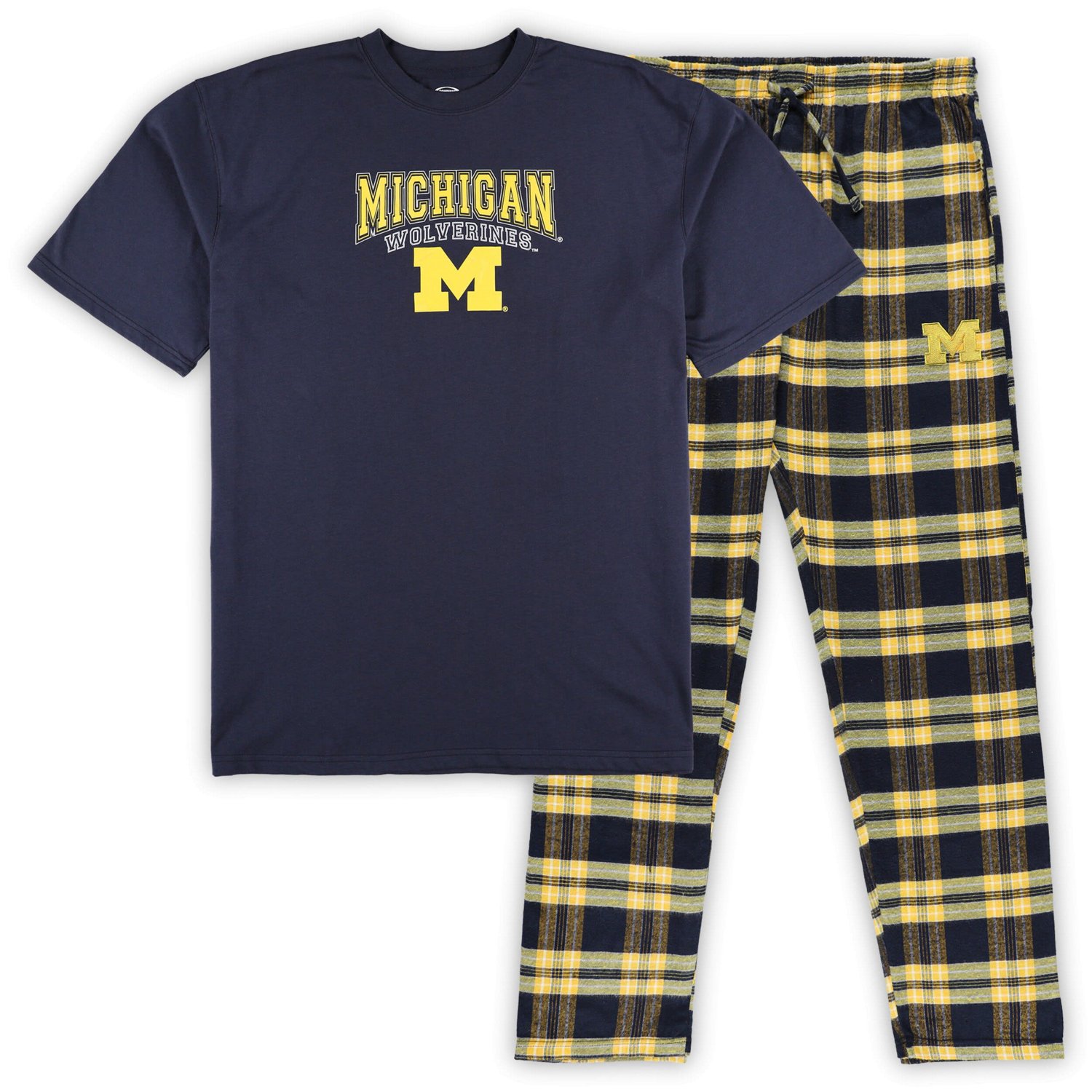 Profile Maize Michigan Wolverines Big  Tall 2-Pack T-Shirt  Flannel Pants Set