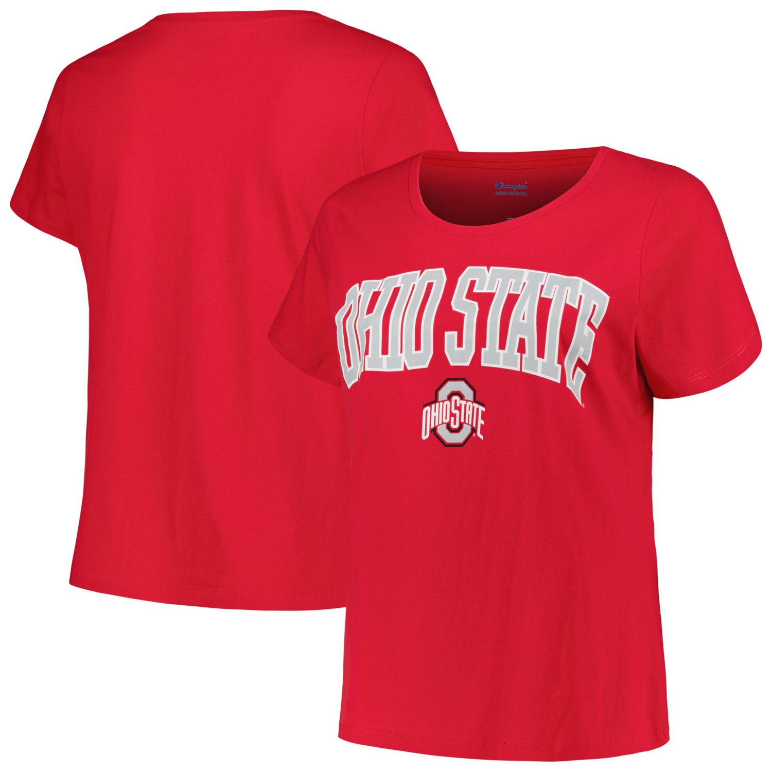 Profile Ohio State Buckeyes Plus Size Arch Over Logo Scoop Neck T-Shirt