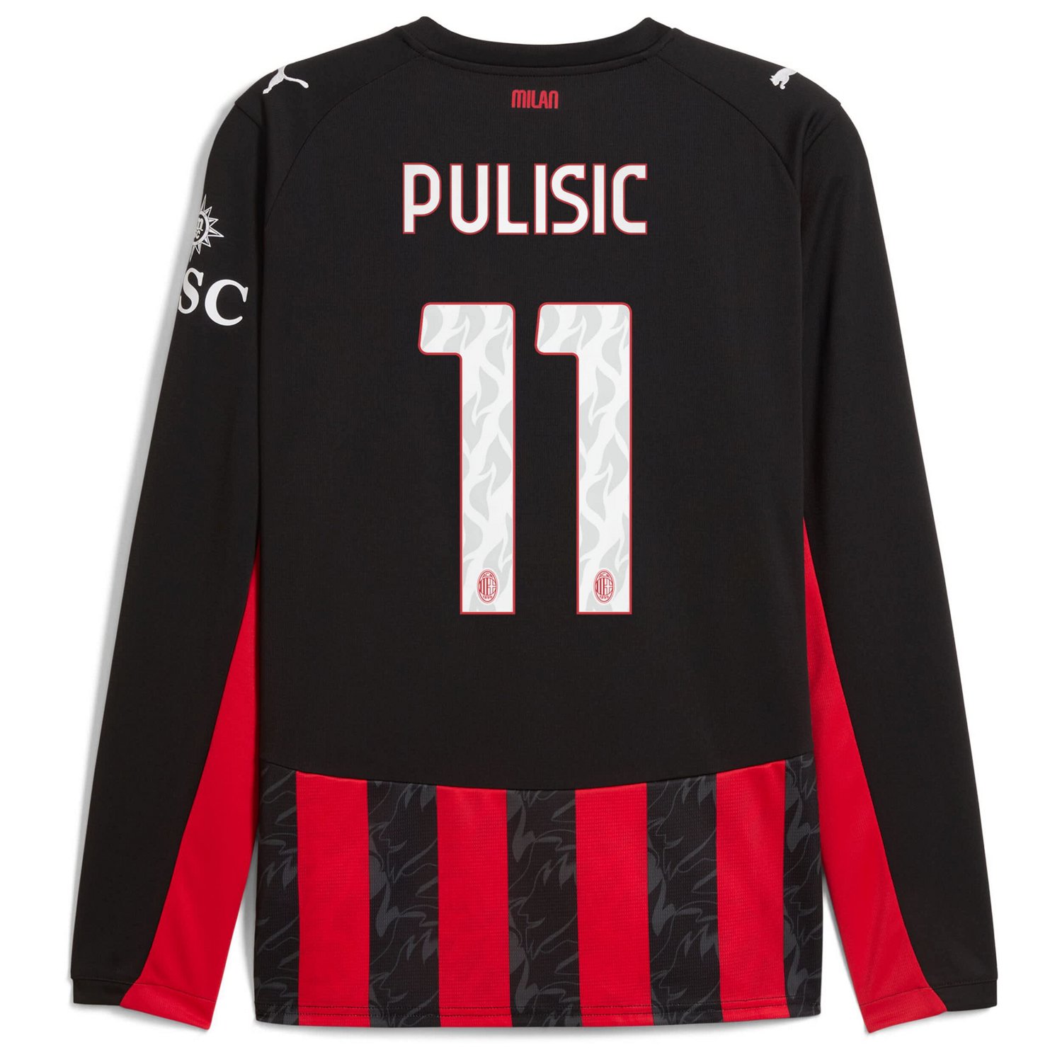 Puma Christian Pulisic AC Milan 2025 26 Home Replica Long Sleeve Player Jersey