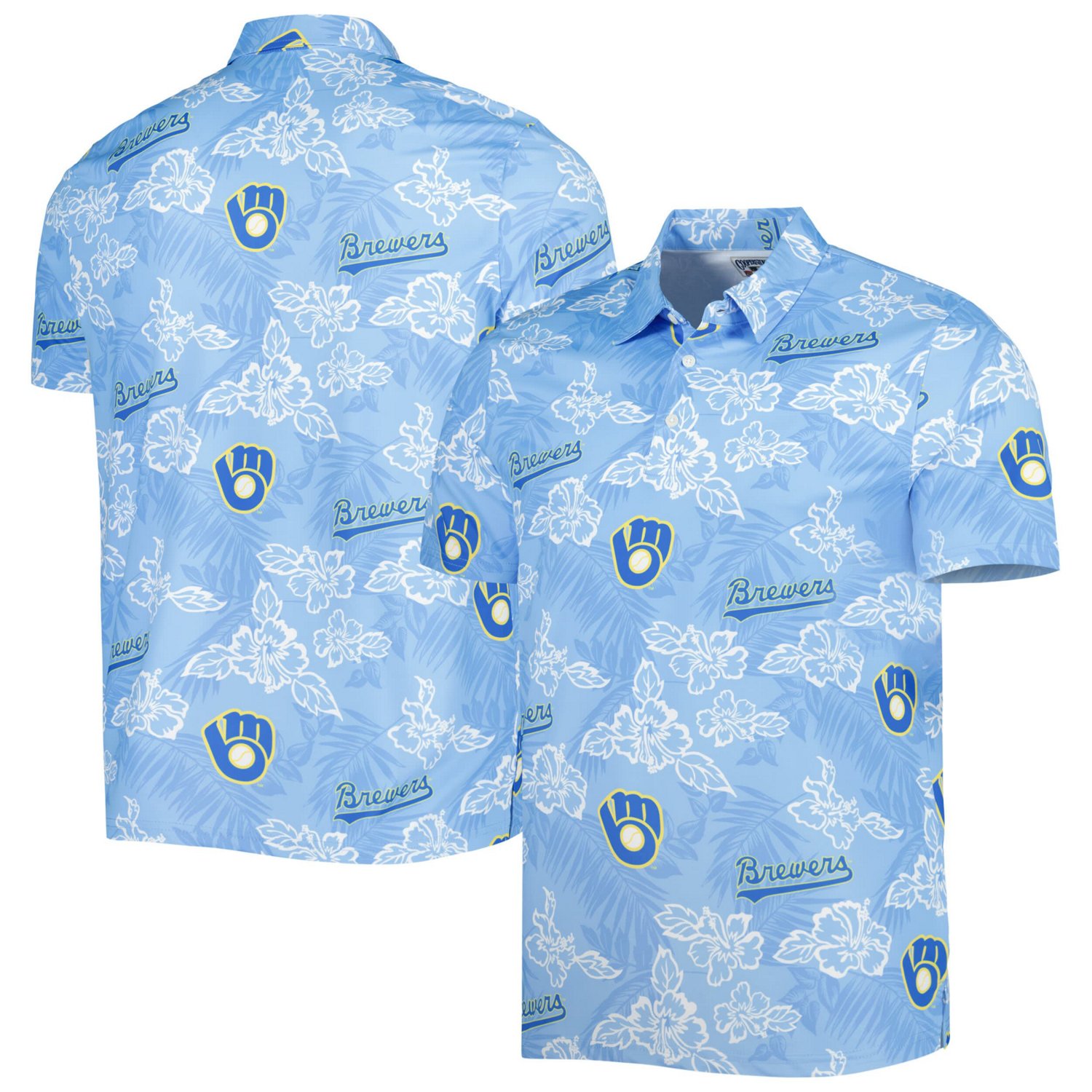 Reyn Spooner Milwaukee Brewers Cooperstown Collection Puamana Print Polo