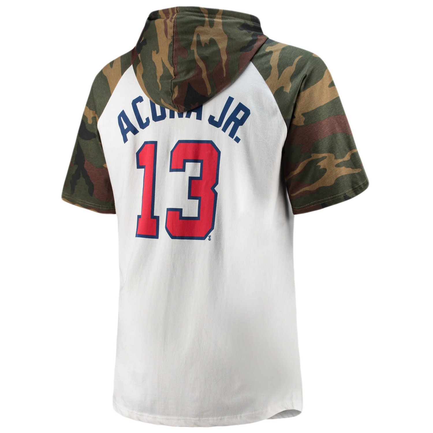 Ronald Acuna Jr /Camo Atlanta Braves Player Big  Tall Raglan Hoodie T-Shirt - view number 3