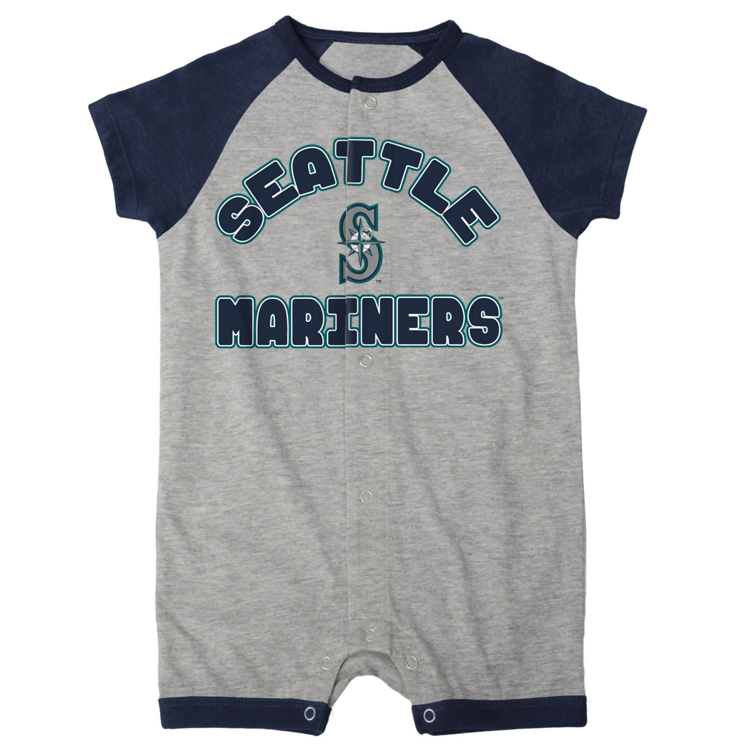 Seattle Mariners Extra Base Hit Raglan Full-Snap Romper                                                                          - view number 2