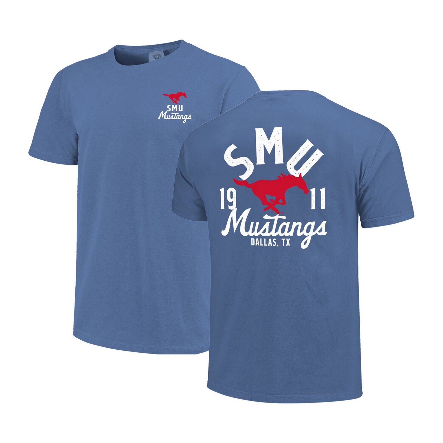 SMU Mustangs Comfort Colors Mascot Overlay T-Shirt
