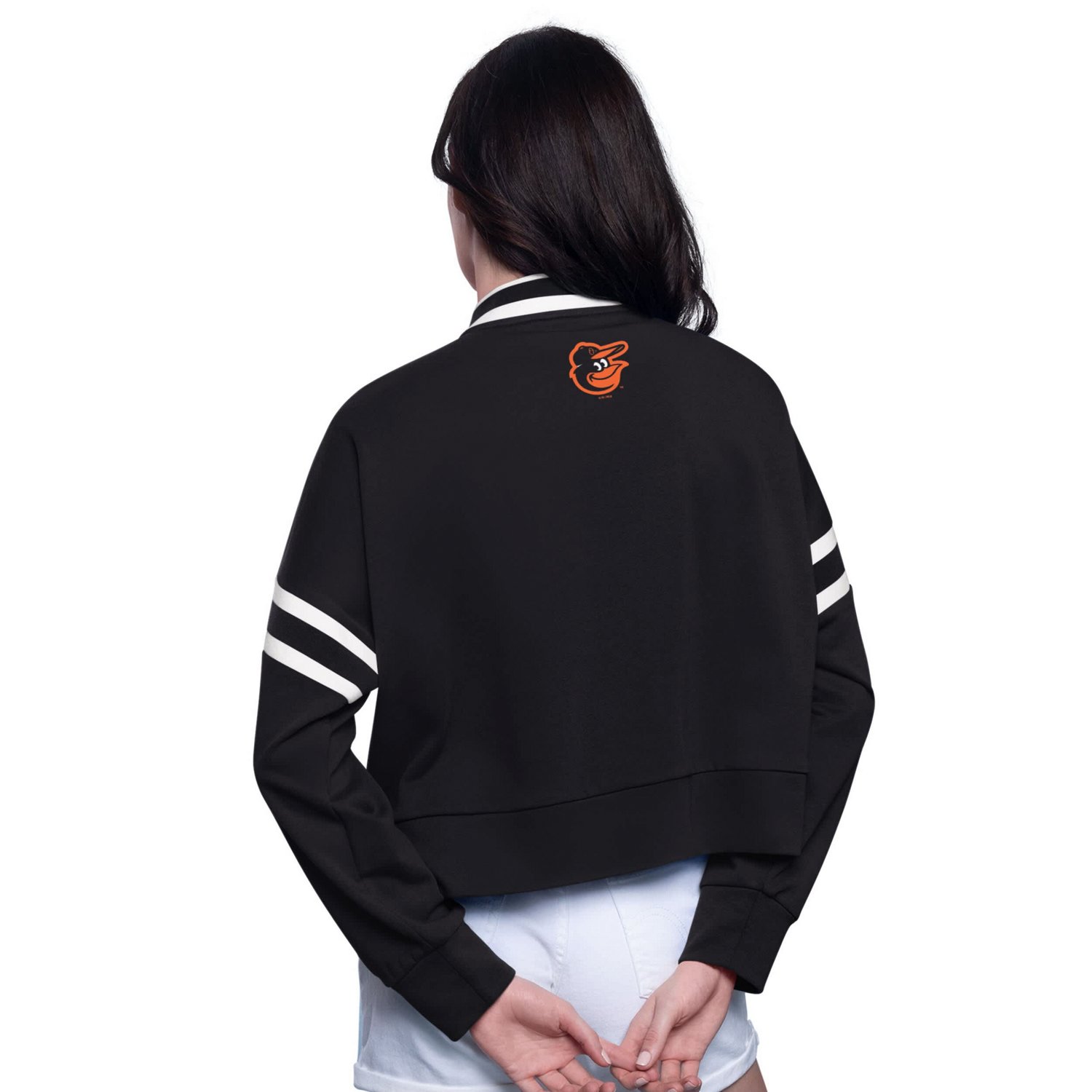 Starter Baltimore Orioles Power Play Cropped Pullover Sweatshirt - view number 2