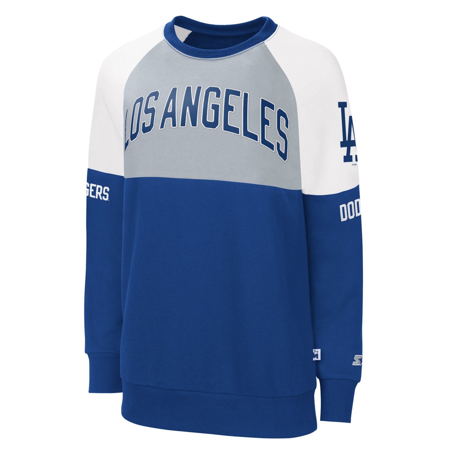 Starter Gray Los Angeles Dodgers Baseline Raglan Pullover Sweatshirt - view number 1