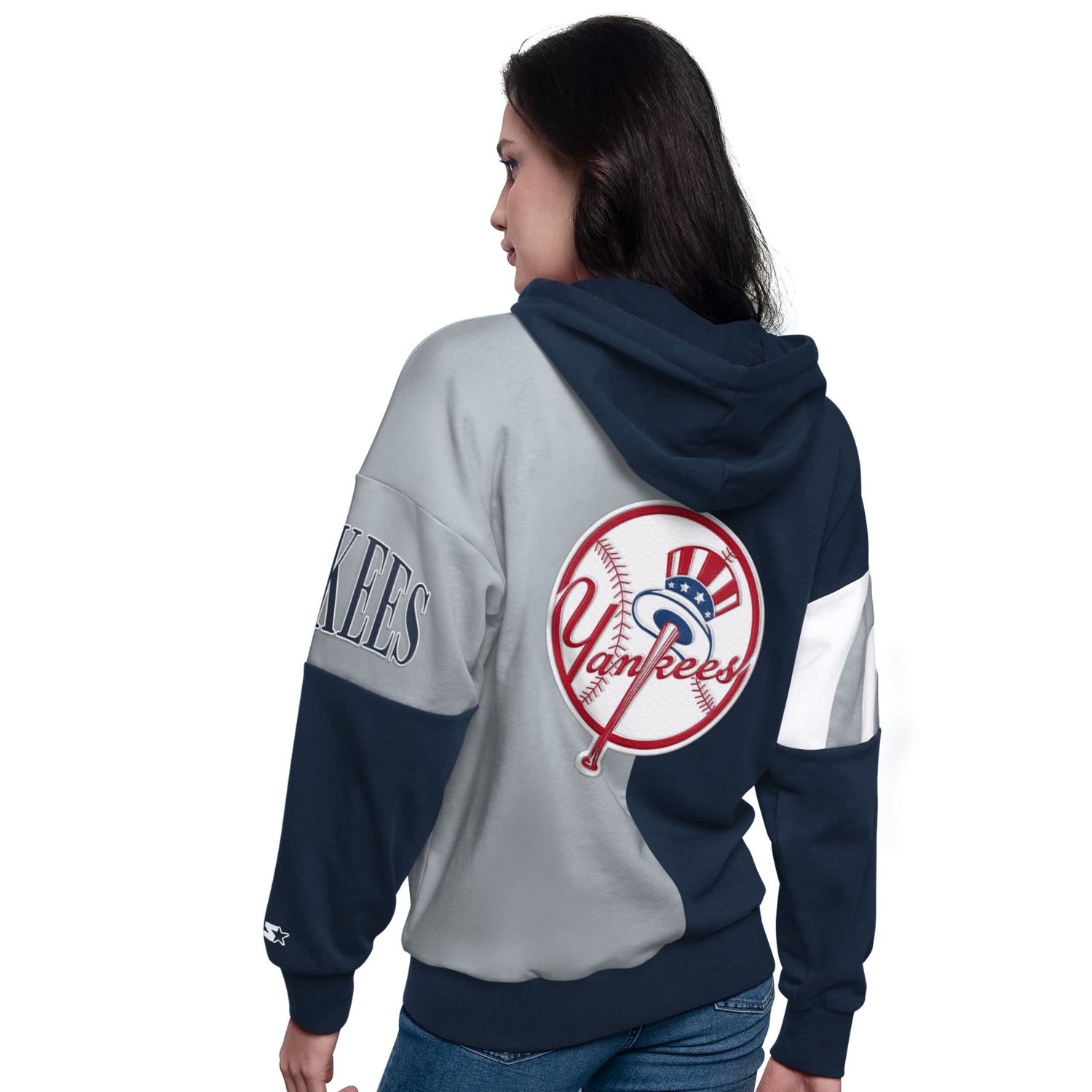 Starter Gray New York Yankees Curve Ball Full Zip Hoodie Sweatshirt - view number 2